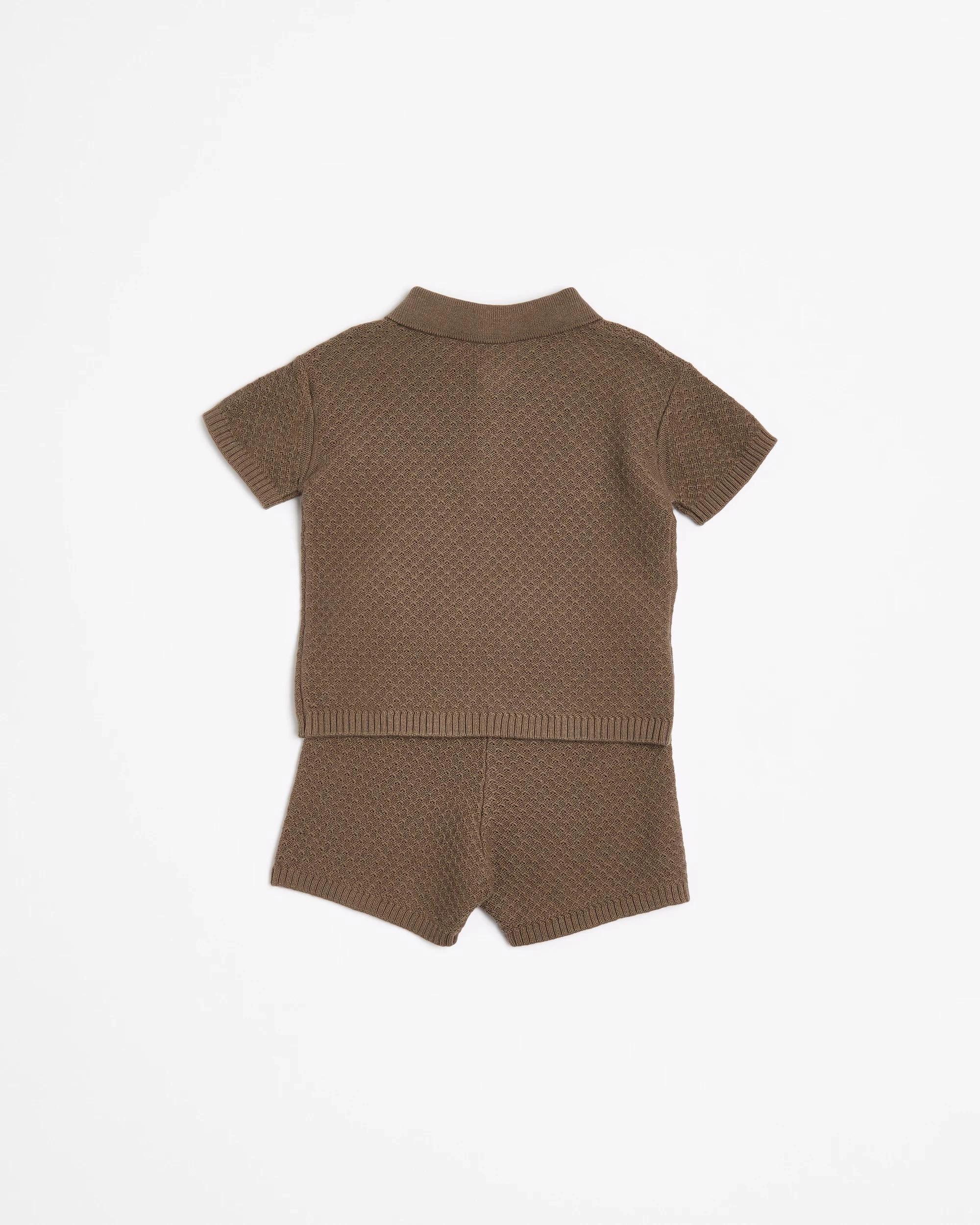 4 Target Baby Baby Boys Organic Cotton Knit Polo & Short 2 Piece Set CHOC CHIP BROWN, 4 of 4