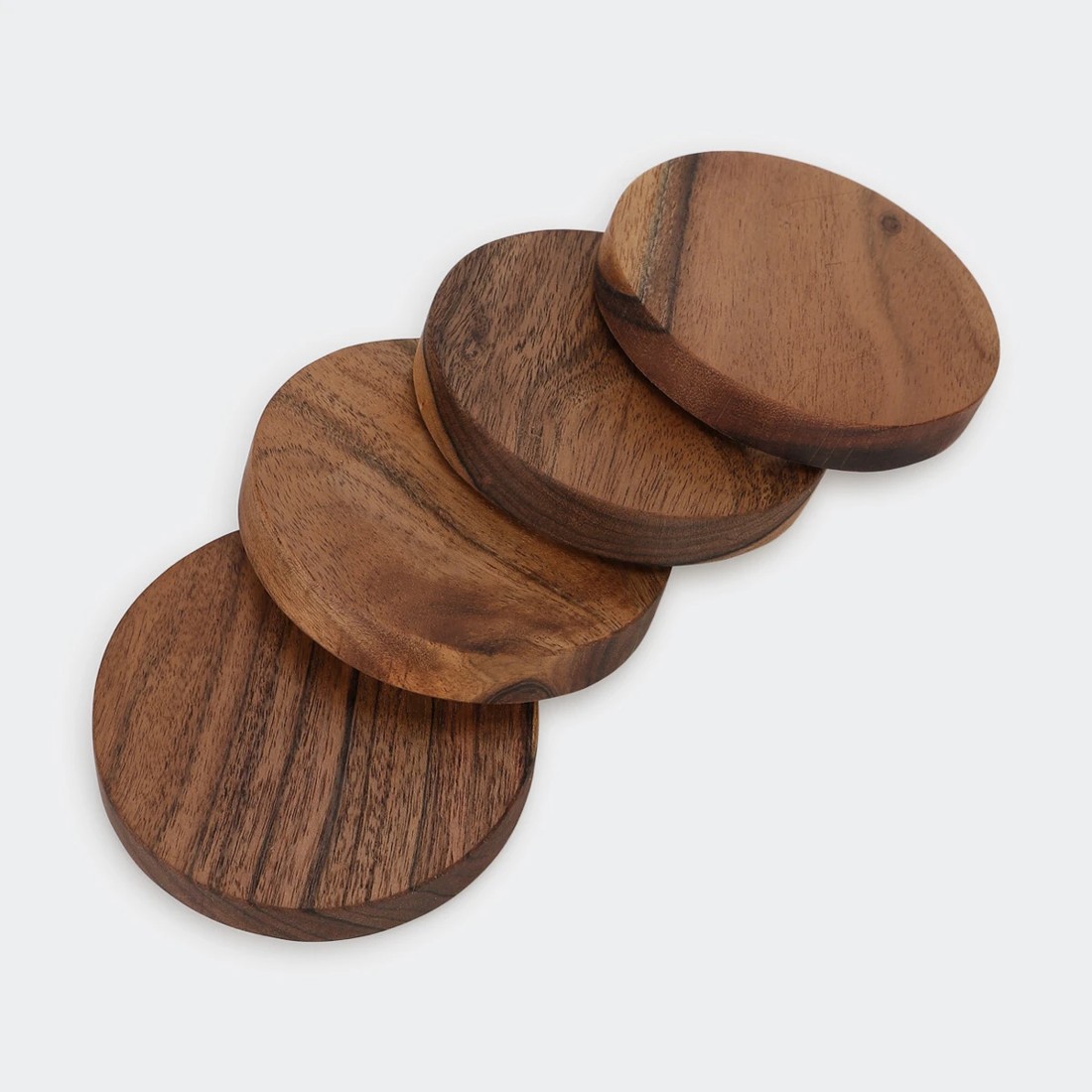 1 Set of 4 Acacia Wood Coasters, 1 of 4