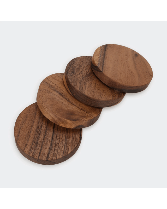 Set of 4 Acacia Wood Coas