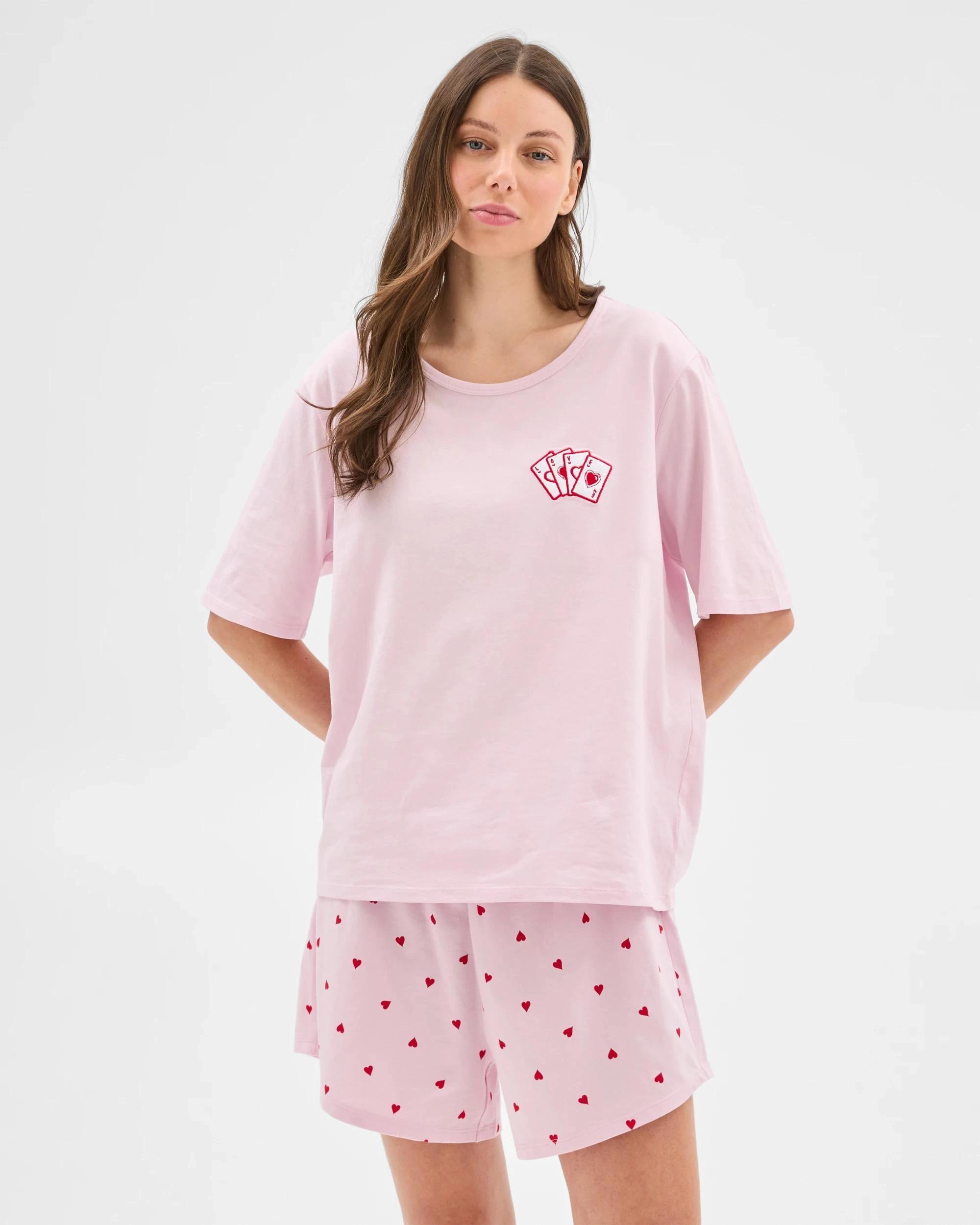 2 Target Woman Australian Cotton Jersey Pyjama Set PINK HEART, 2 of 6