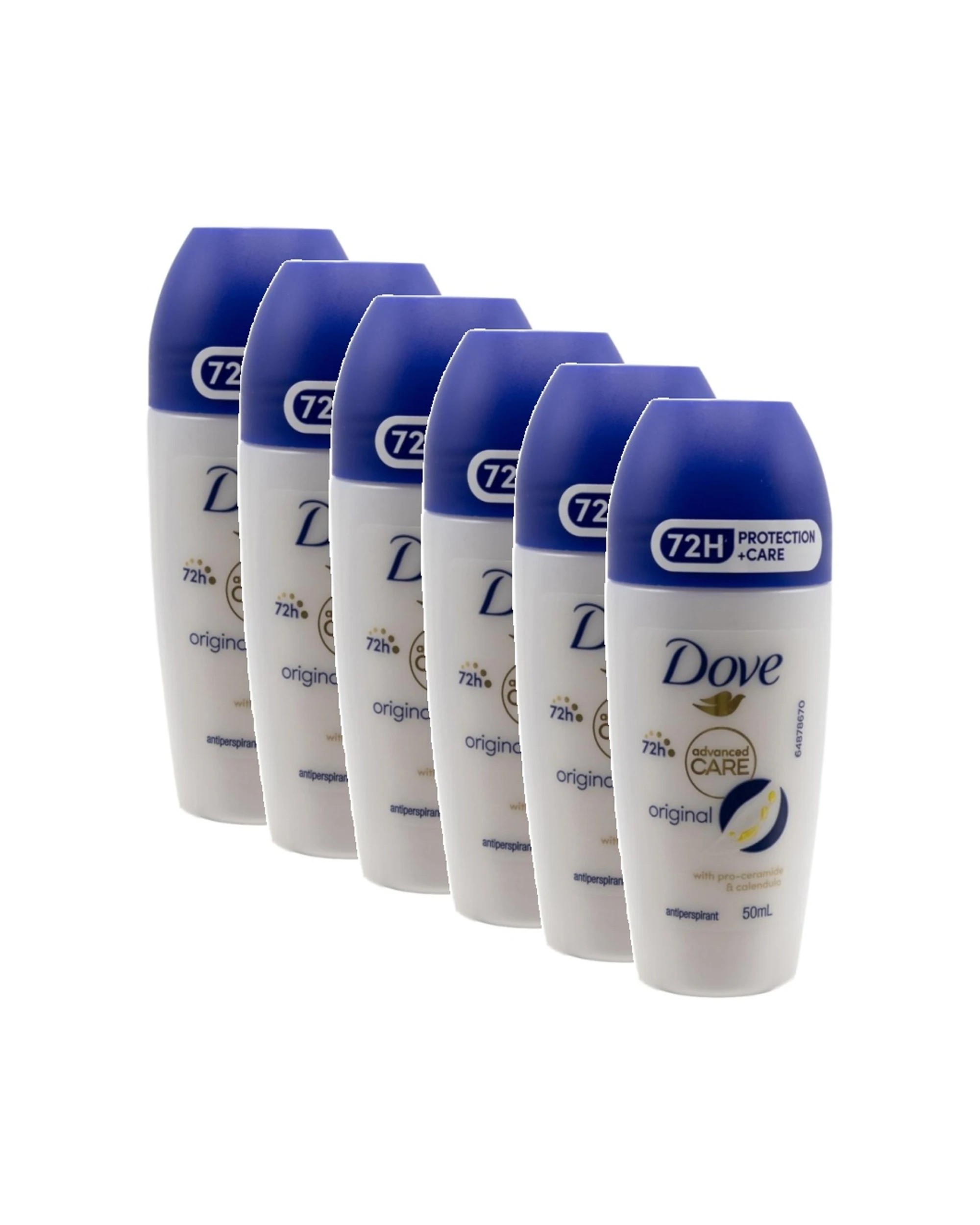 1 Dove 6pk 72 Hour Advanced Care Roll On Antiperspirant Deodorant Original 50mL - Blue, 1 of 3