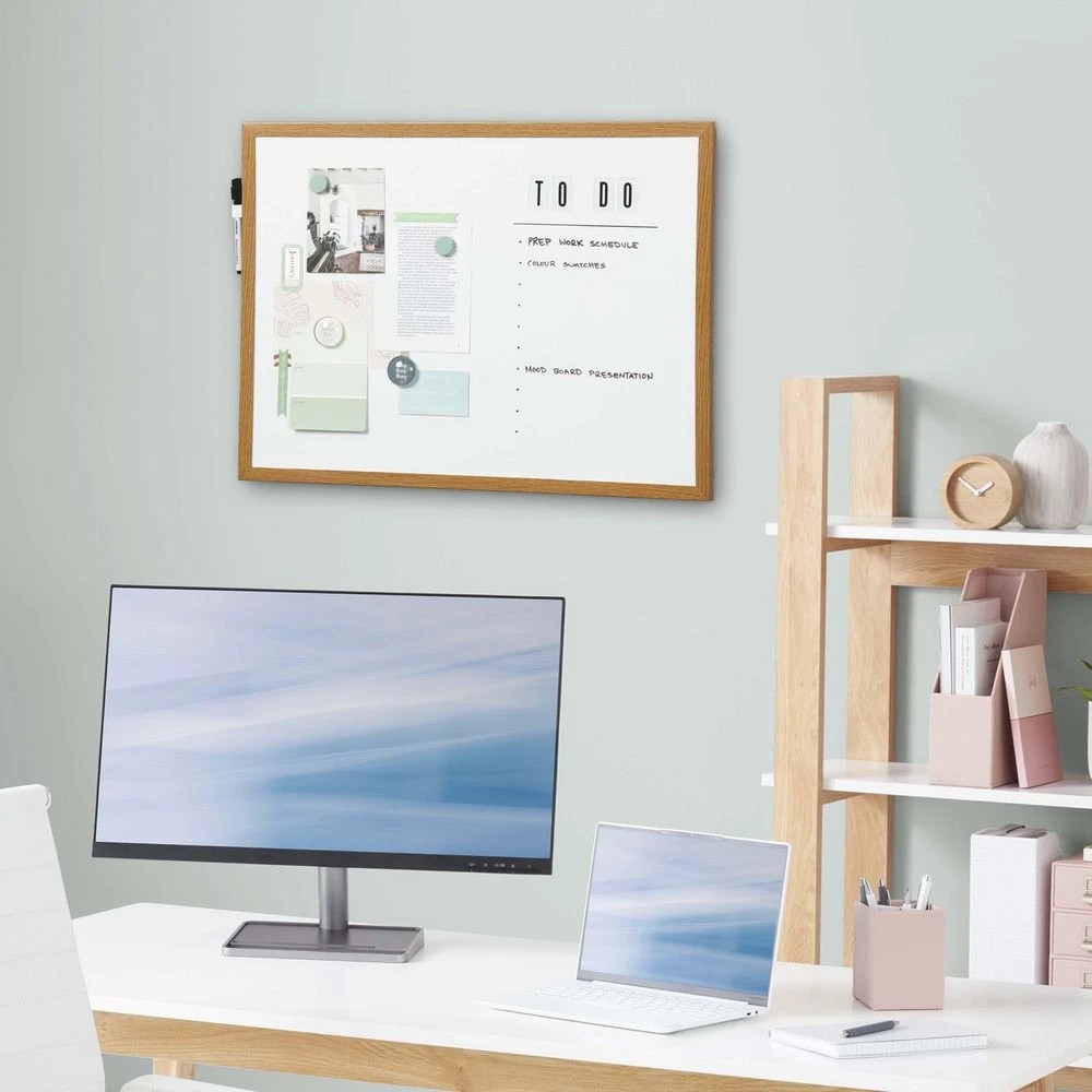 4 J.Burrows Magnetic Whiteboard 600 x 450mm Oak, 4 of 4