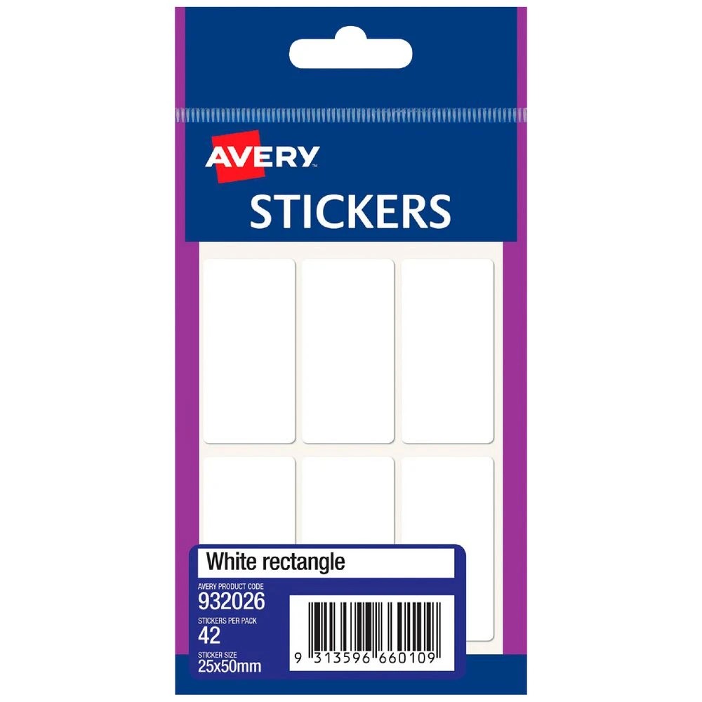 1 Avery Handy Labels Rectangle 25 x 50mm 42 Pack, 1 of 2