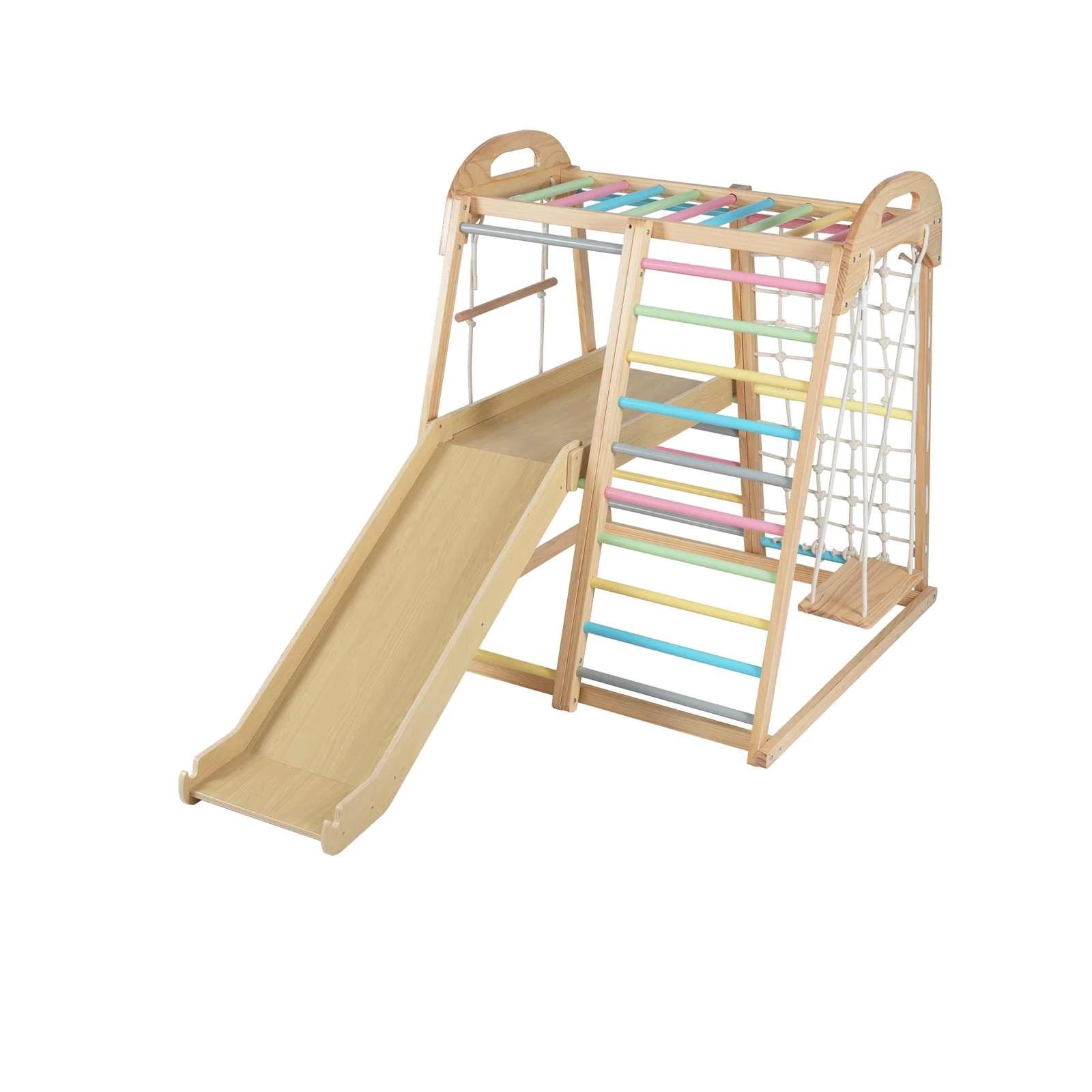 1 Costway Climb Playset 8-in-1 Wood Jungle Gym Montessori Climber - Multi, 1 of 1