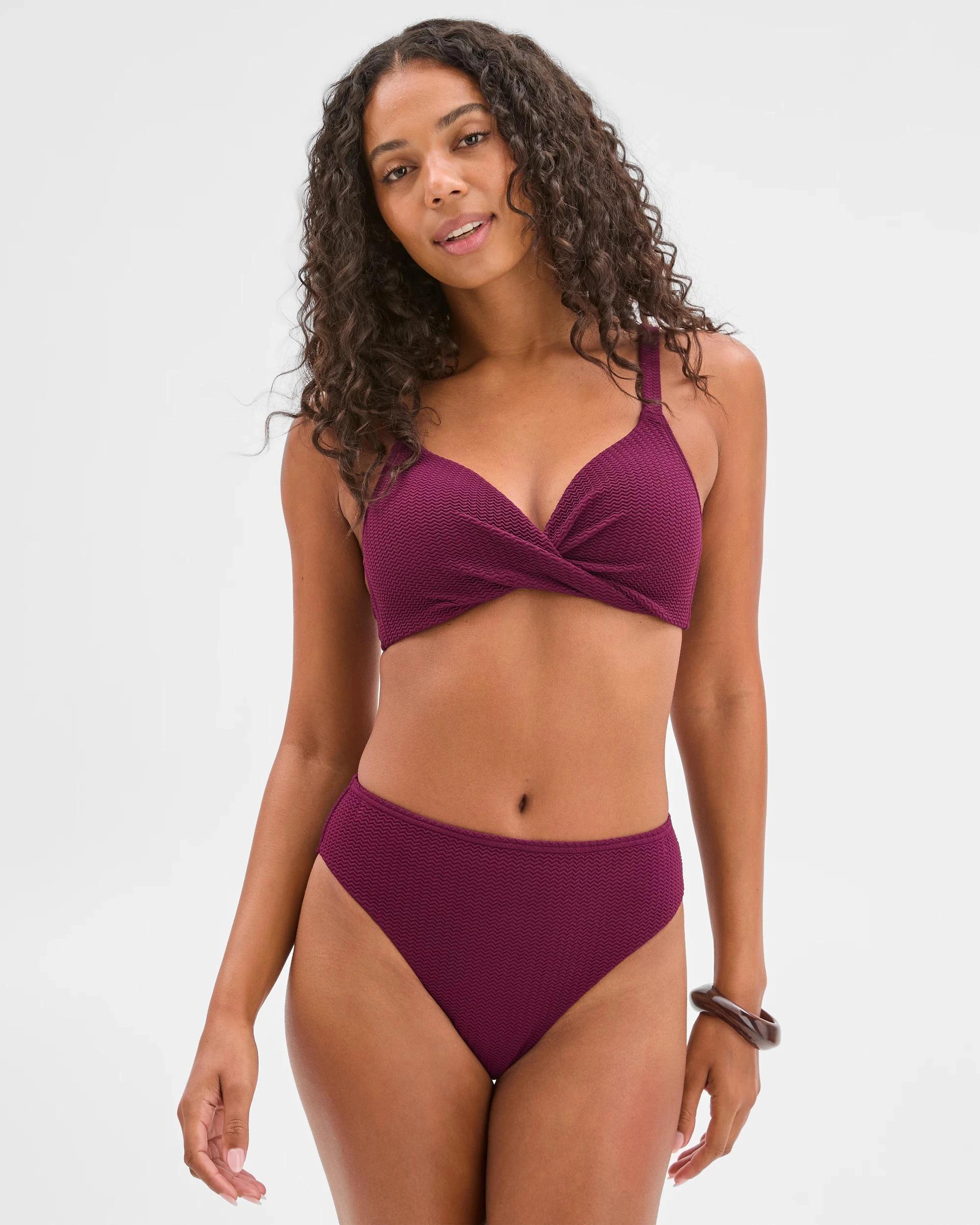 3 Target Woman Resort Crinkle Twist Swim Bikini Top DEEP PLUM, 3 of 10