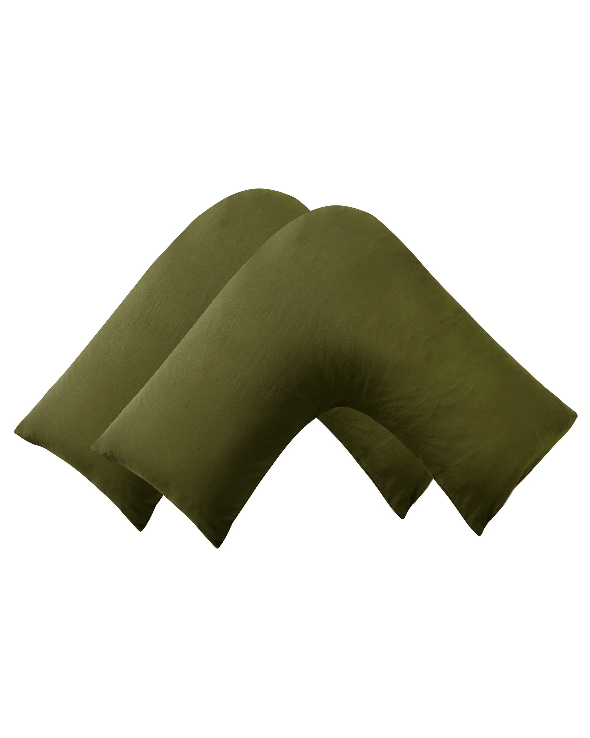 2 Dreamaker Superfine Washed Microfibre V-Shape Pillowcase Twin Pack - Olive, 2 of 5