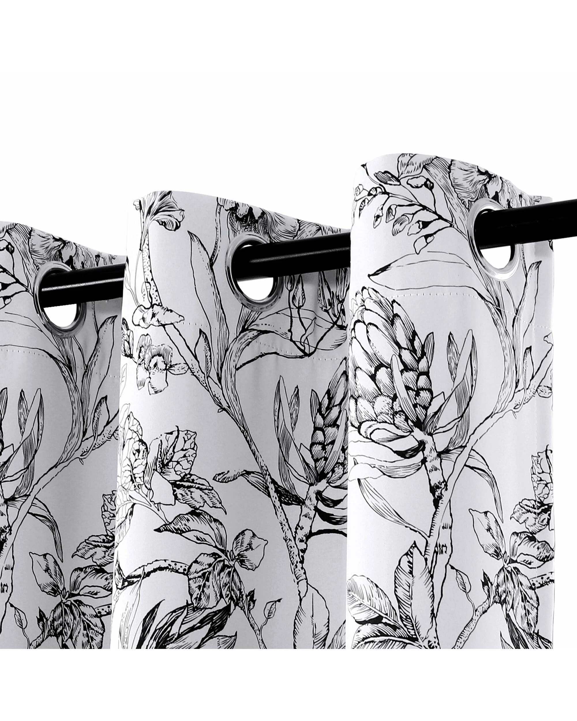 2 Smarcute Blockout Camellia Floral Grommet Curtain - 2X 132x160cm - Multi, 2 of 4