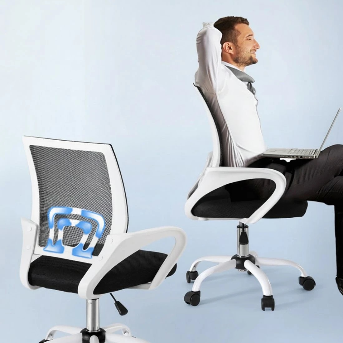 4 Artiss Office Chair Mesh Computer Gaming Desk Chairs Work Study Mid Back - Multi, 4 of 5