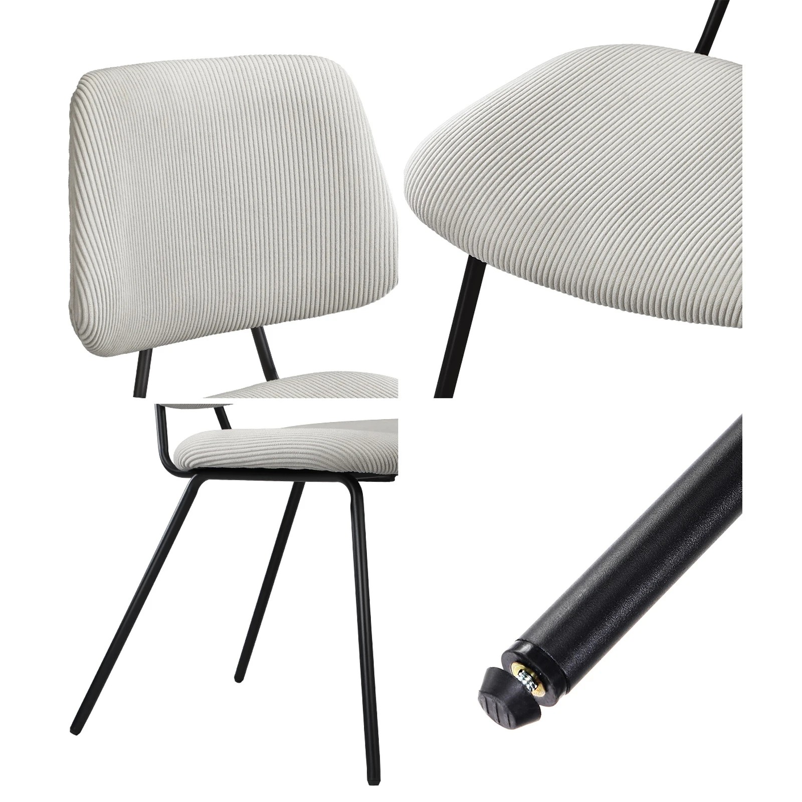 5 Oikiture 4x Dining Chair Vintage Retro Polyester Kitchen Padded Lounge - White, 5 of 9