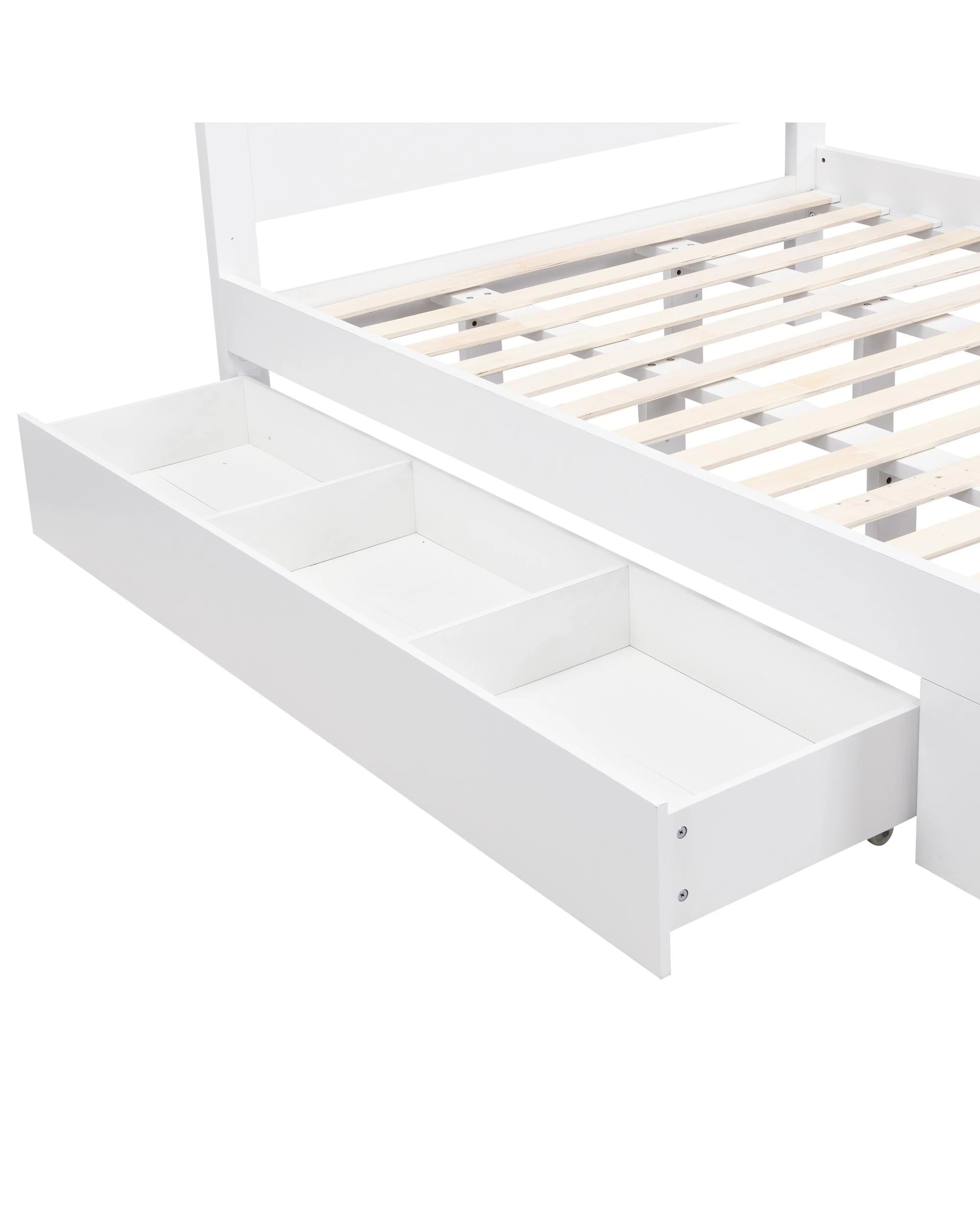 9 Kodu Bed Frame with Open Shelving and Pull Out Storage Double Size - White, 9 of 10