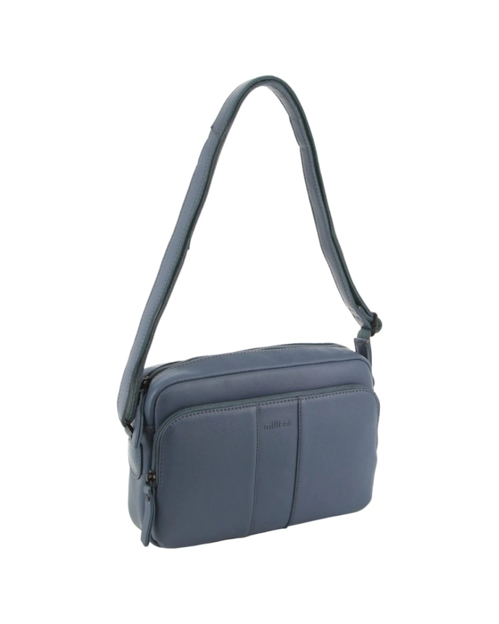1 Milleni Women's Zip Leather Shoulder Crossbody Bag 26x20cm Teal - Blue, 1 of 3
