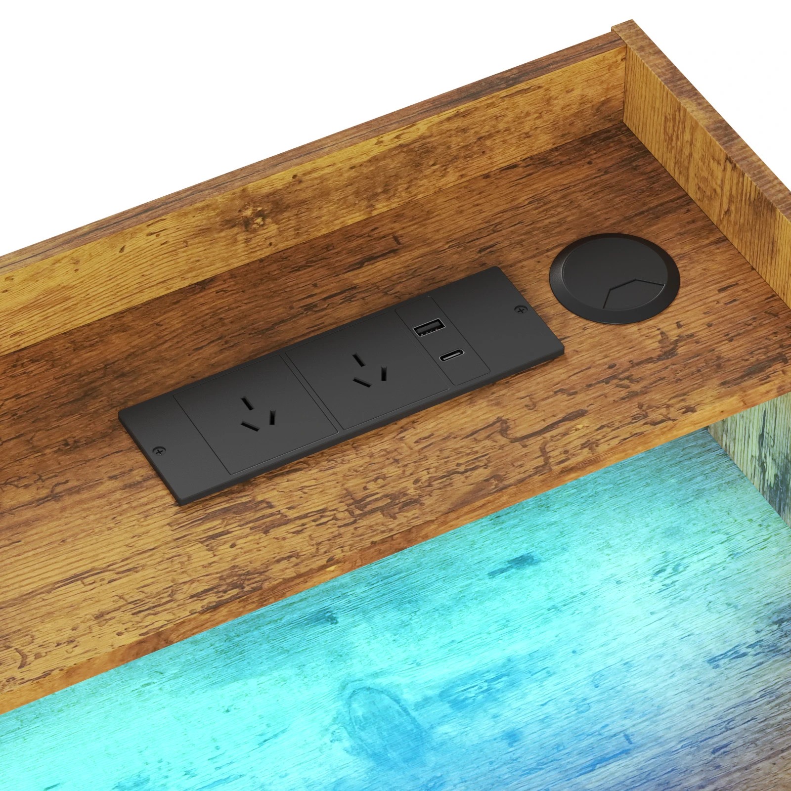 4 Advwin Led Rgb Light Electric Standing Desk With Power Outlets & Monitor Stand 120cm
 - Brown, 4 of 8