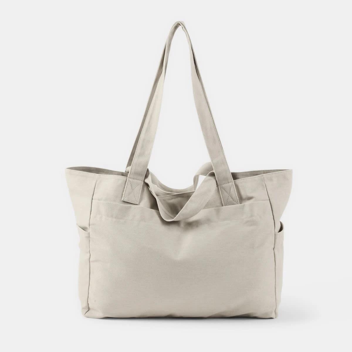 1 Woven Oversized Tote BONE BEIGE, 1 of 5