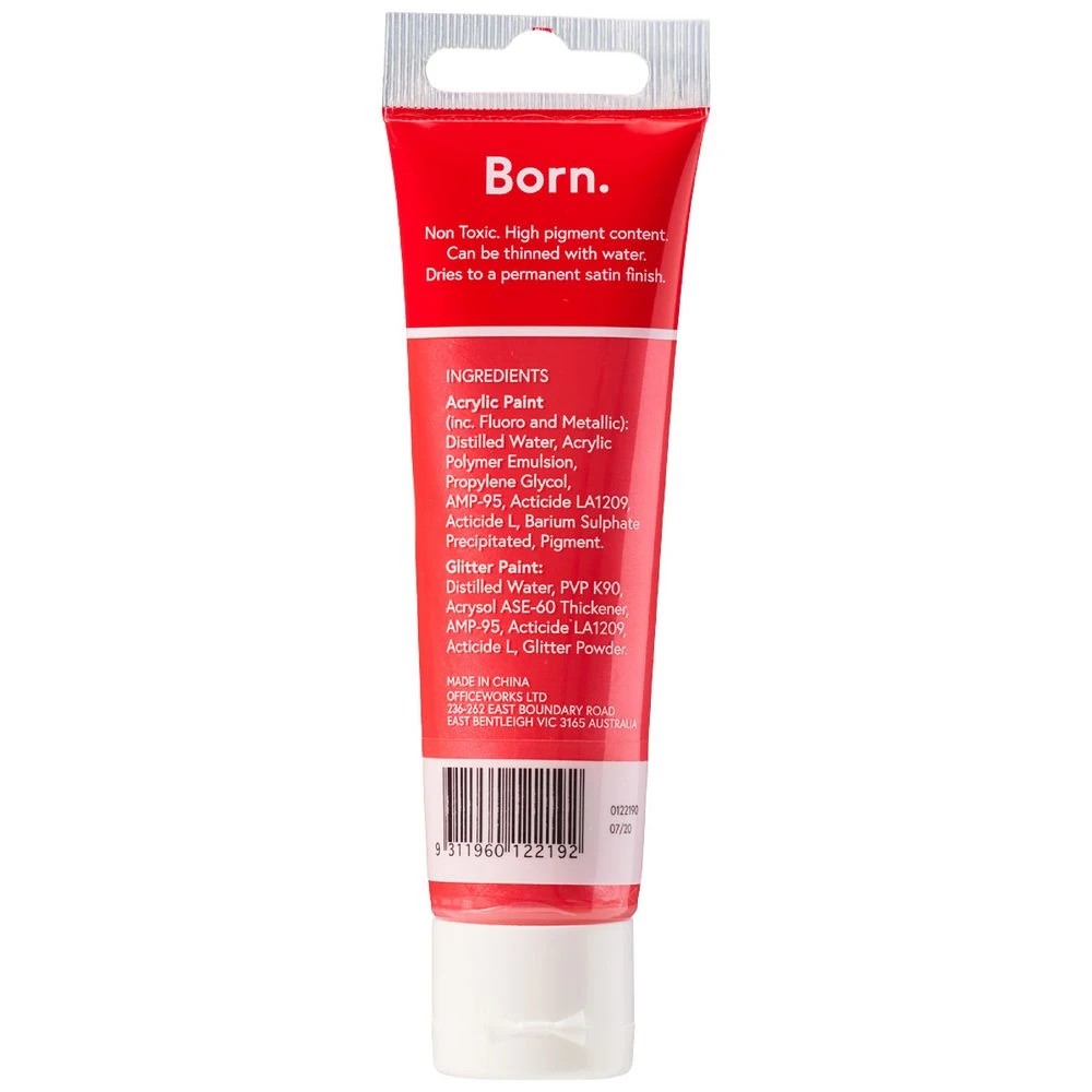 2 Born Acrylic Paint 60mL Iridescent Red, 2 of 3