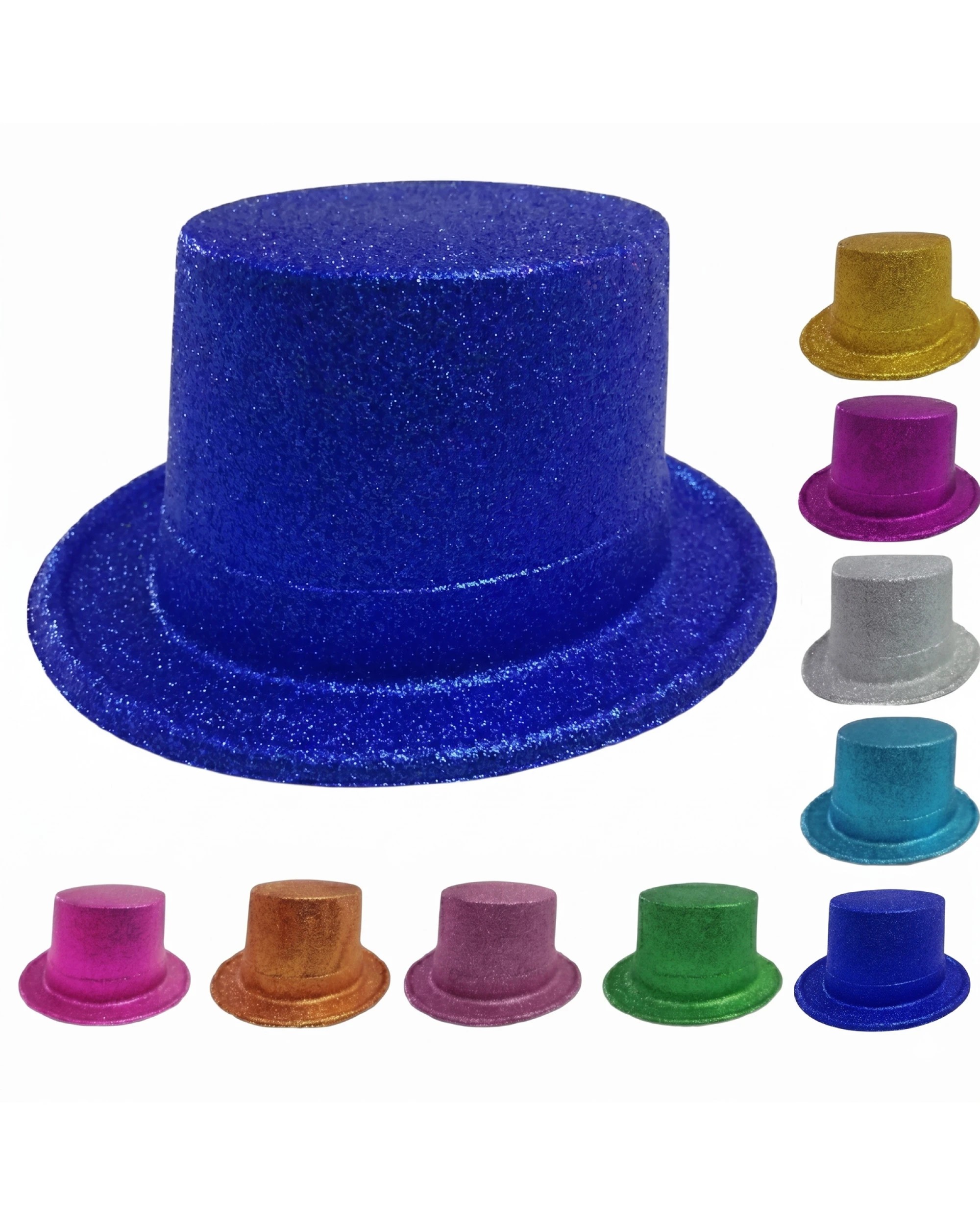 3 BR Costumes 1x Glitter Tall Top Hat Adult Costume Fancy Dress Party - Assorted Colour, 3 of 3