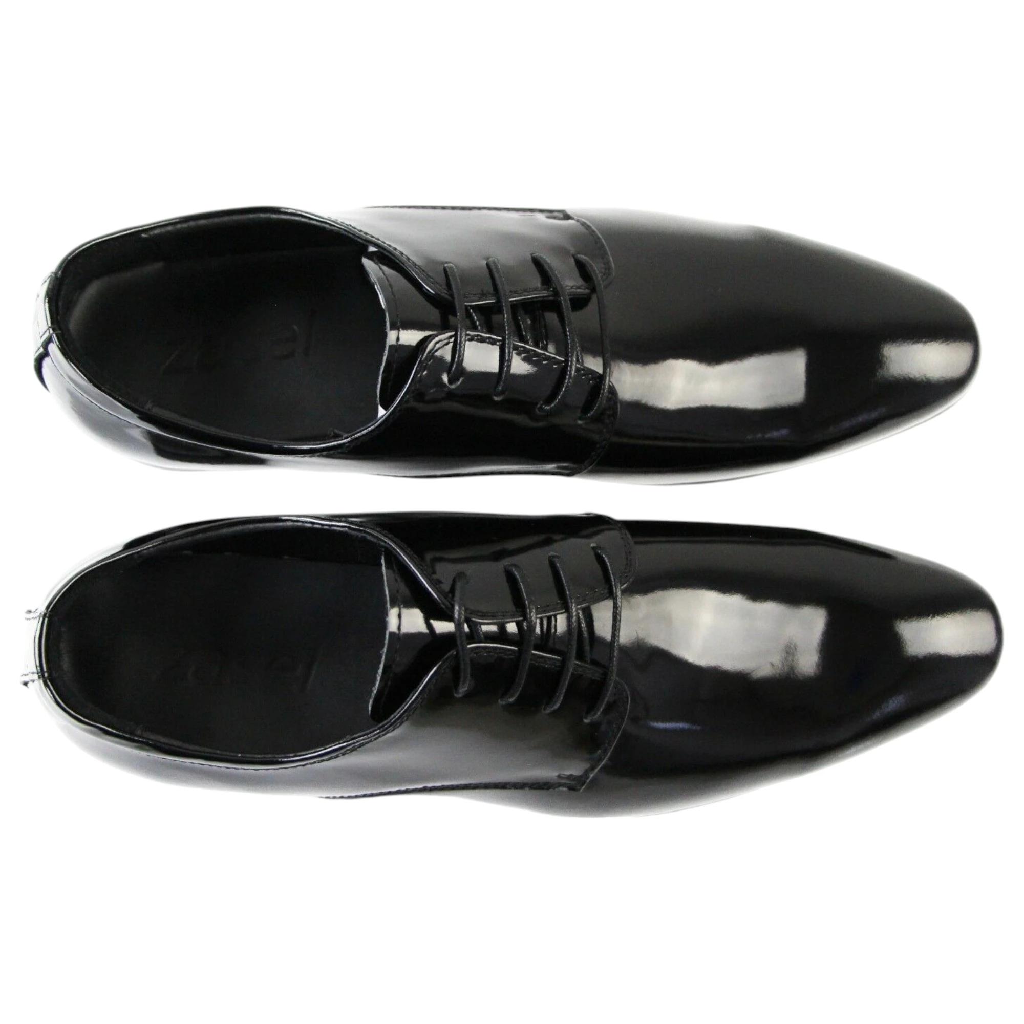 2 Zasel Bond Patent Shiny Leather Lace Up Dress Work Mens Wedding Men Shoes BLACK, 2 of 4