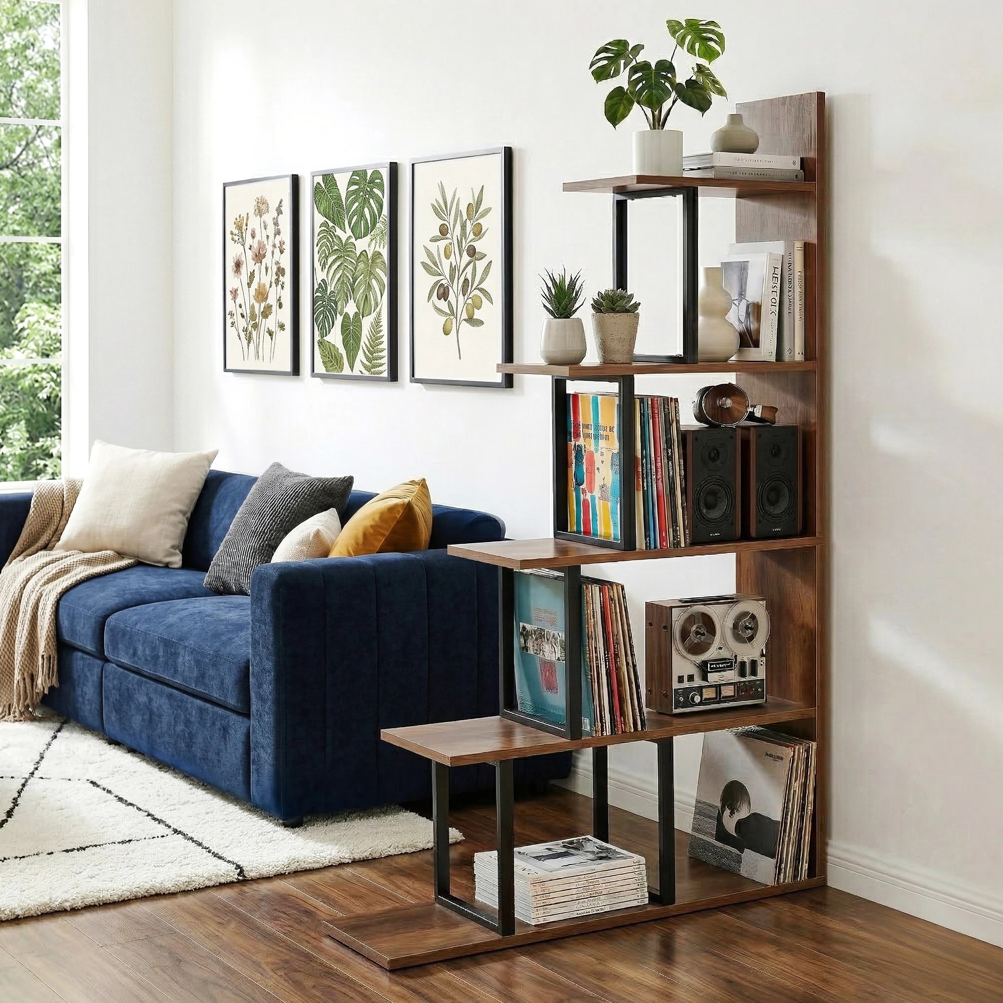 9 Artiss 5 Tiers Bookshelf Ladder Corner Shelf Bookcase - Brown, 9 of 9