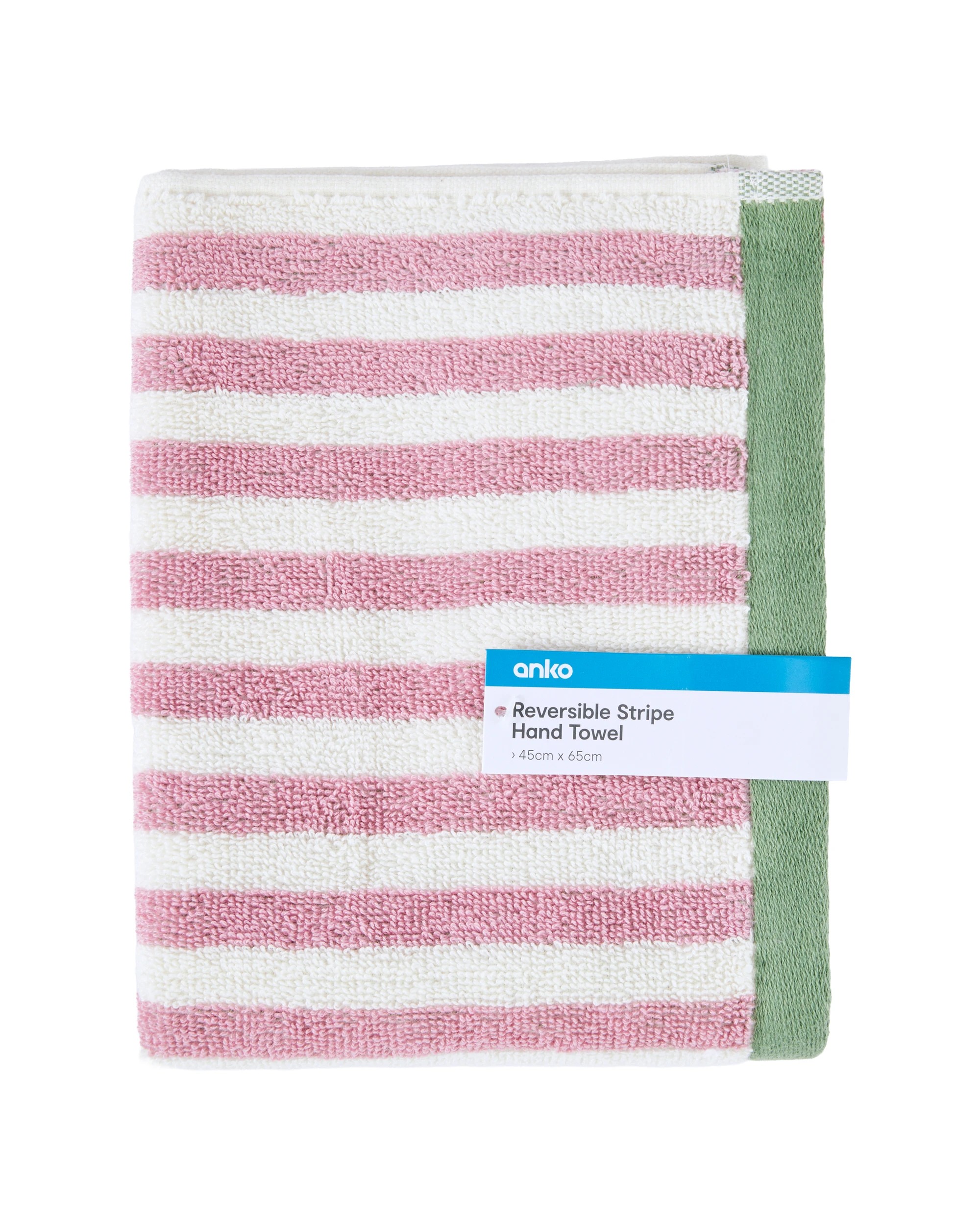 5 Reversible Stripe Cotton Hand Towel - Pink and Green, 5 of 5