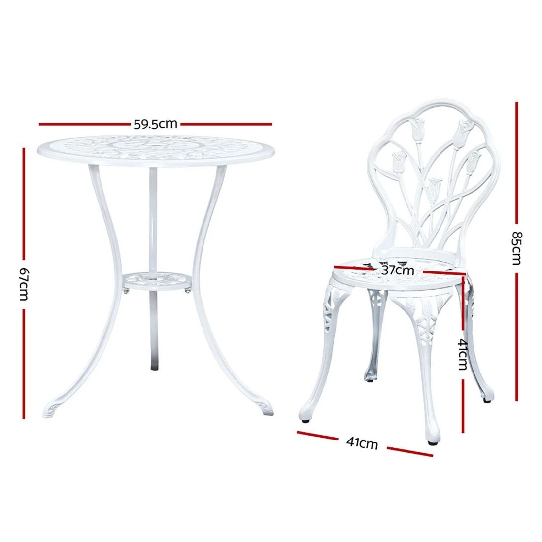 3 Gardeon 3PC Outdoor Setting Bistro Set - White, 3 of 8