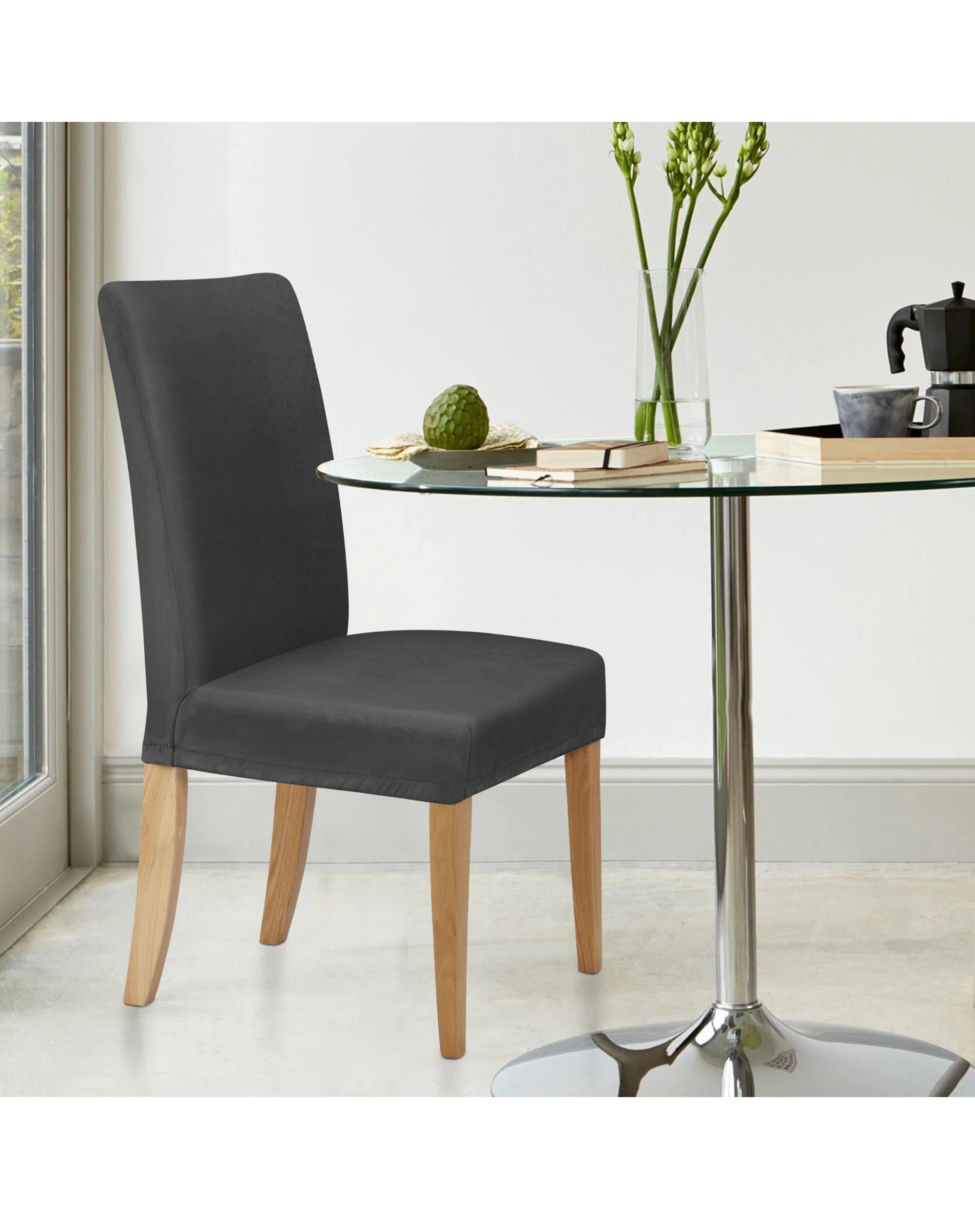 2 Sherwood Premium Faux Suede Dining Chair Cover 6-pack - Charcoal, 2 of 4