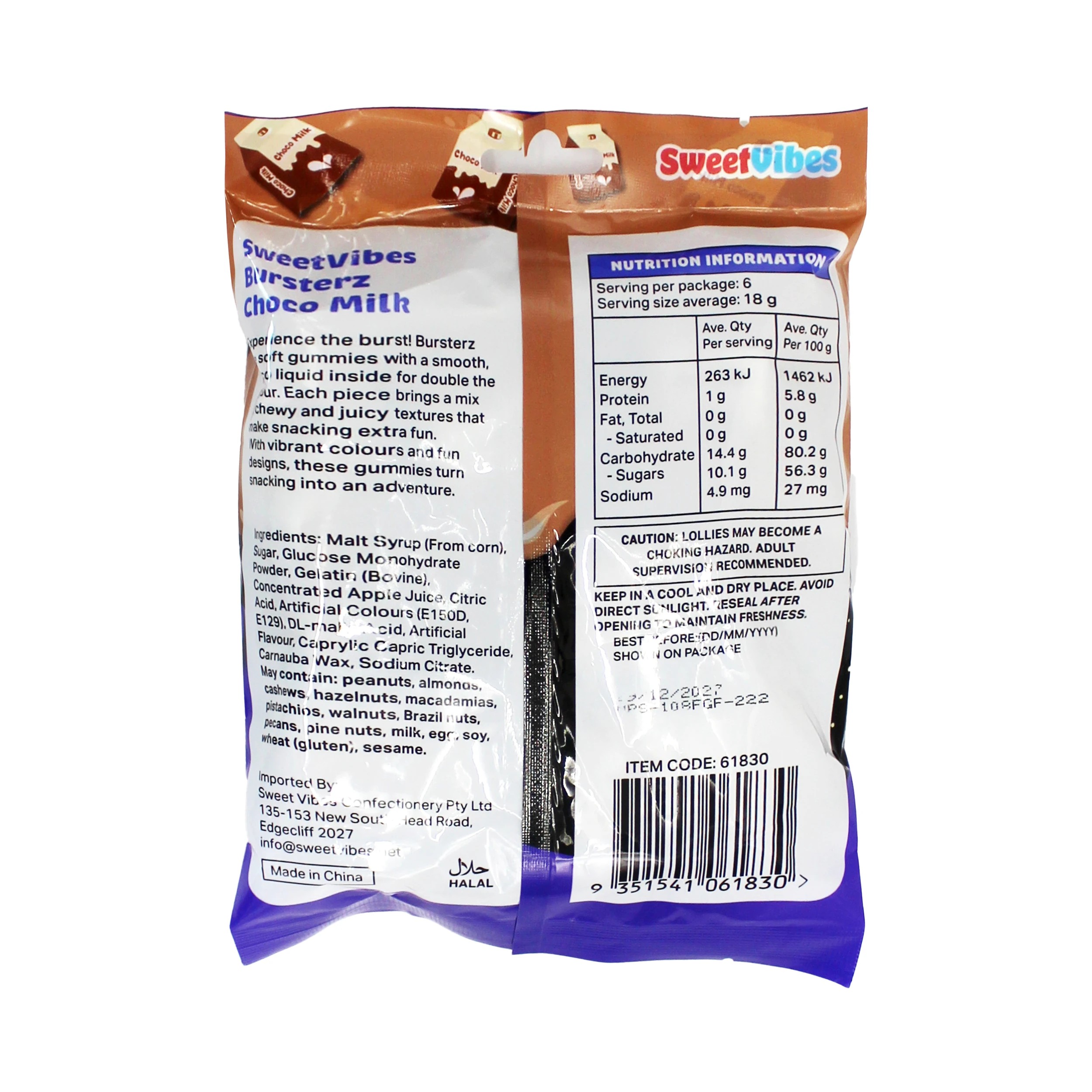 2 SweetVibes Bursterz Liquid Filled Gummies 108g - Choco Milk, 2 of 2