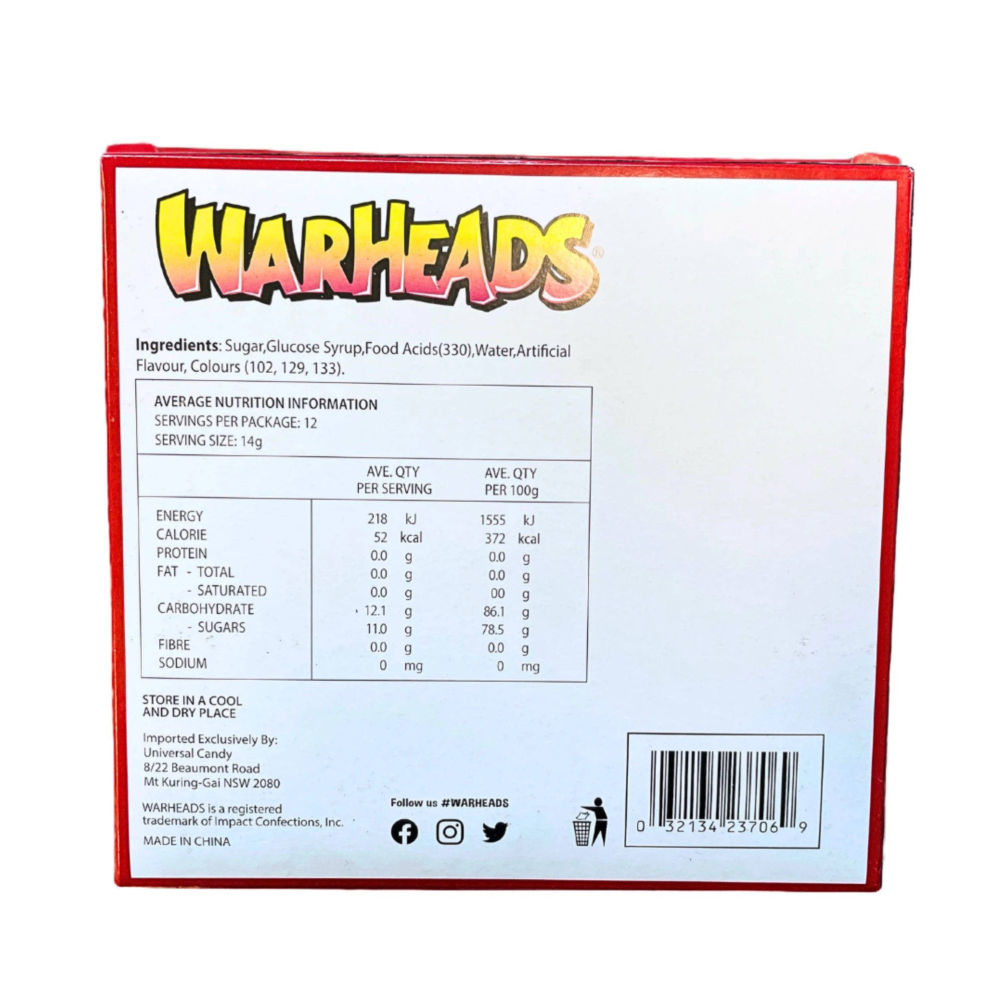 2 12 Pack Warheads Strawberry Sour Candy Canes 170g, 2 of 2