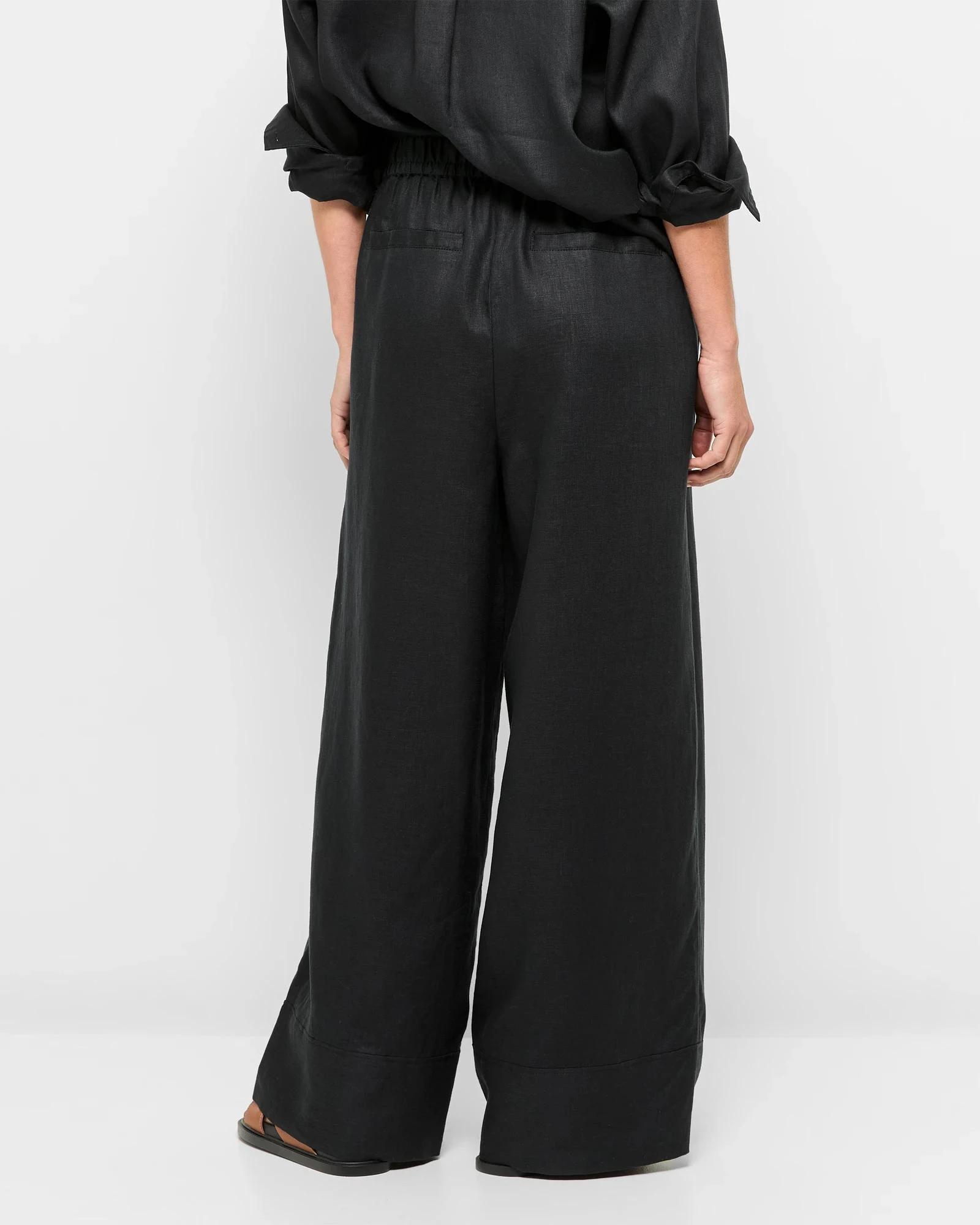 4 Target European Linen Wide Leg Pants BLACK, 4 of 5