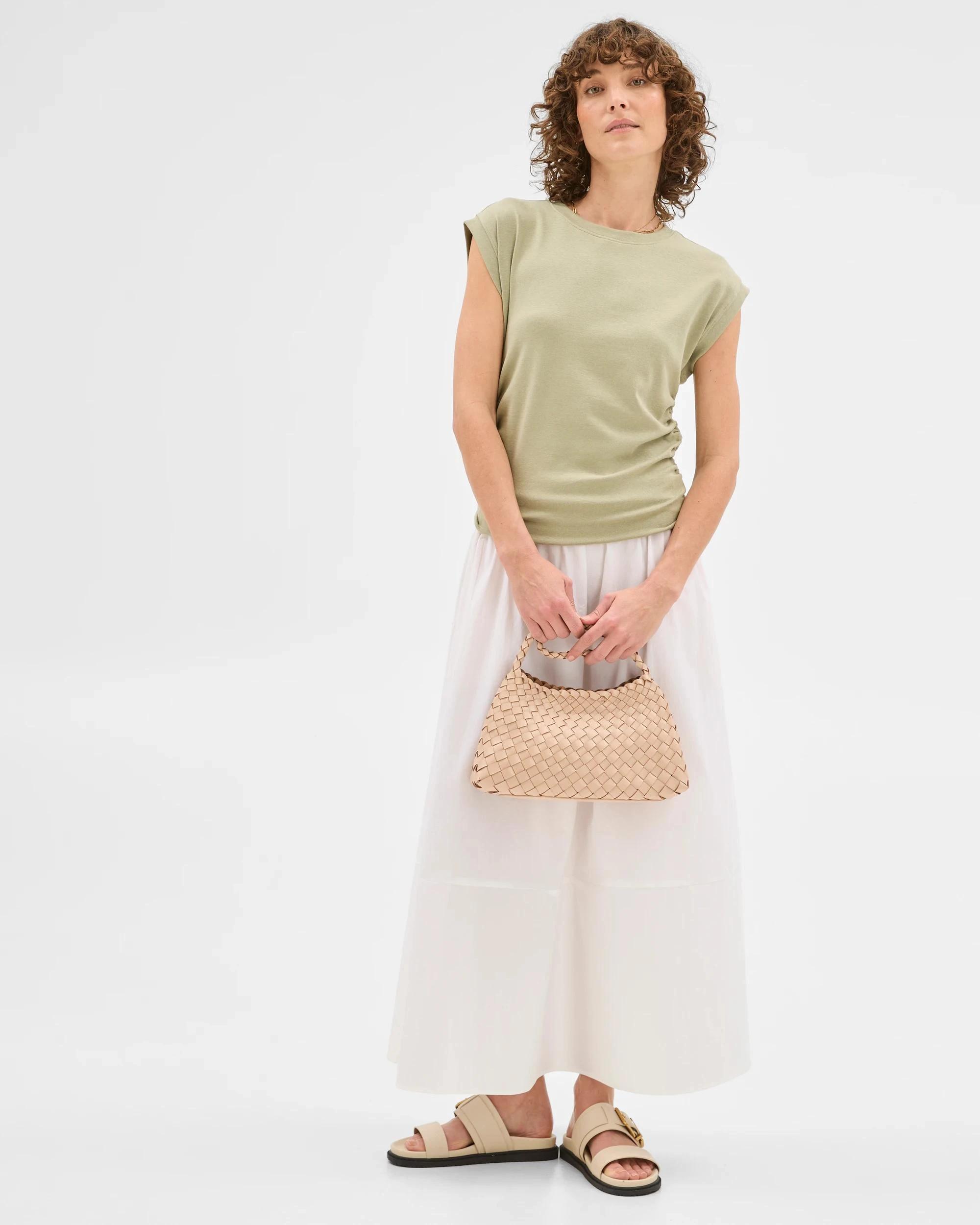 1 Target Gathered Waist Muscle T-Shirt ALOE VERA, 1 of 6