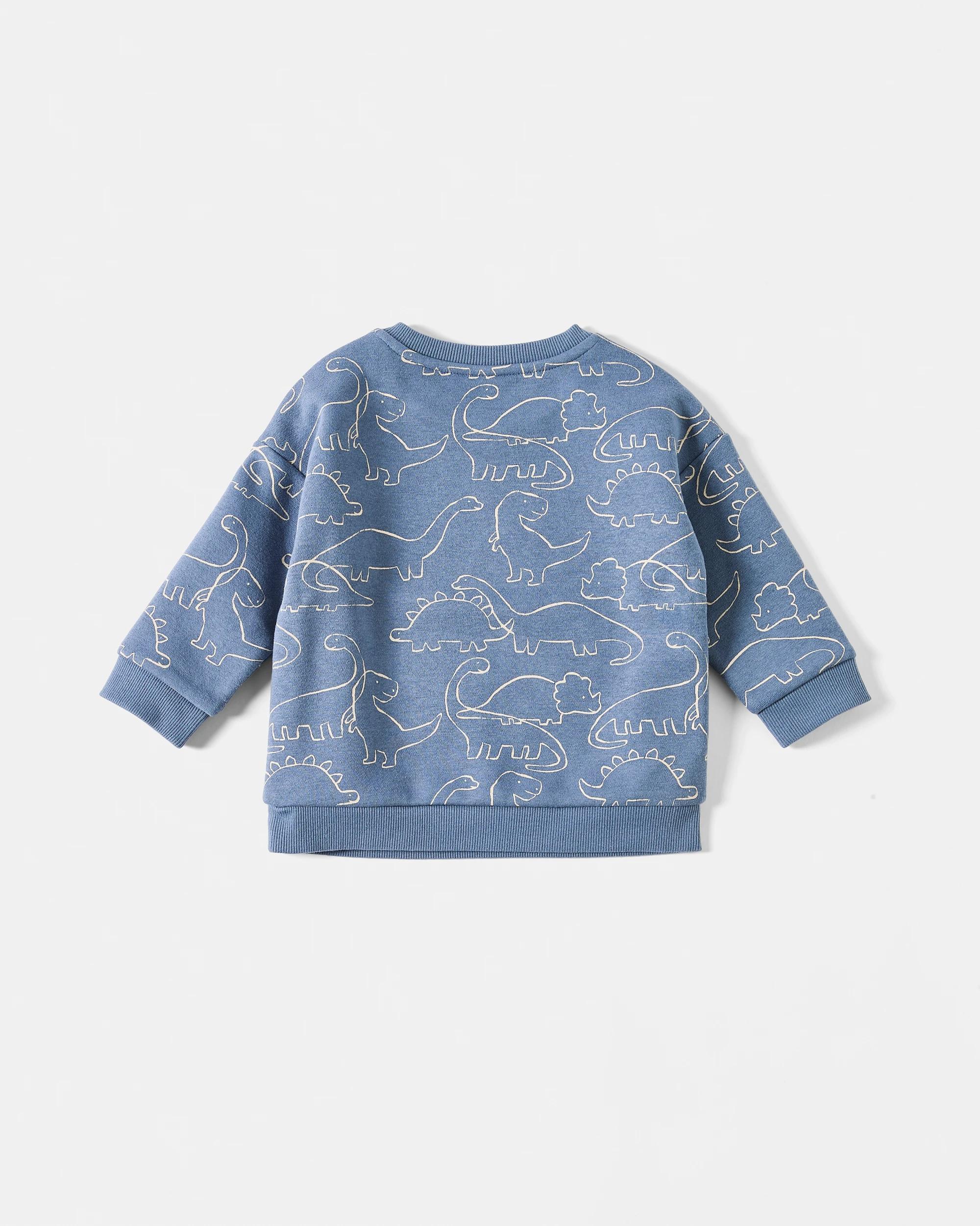 2 Drop Shoulder Sweatshirt Blu Dino, 2 of 3