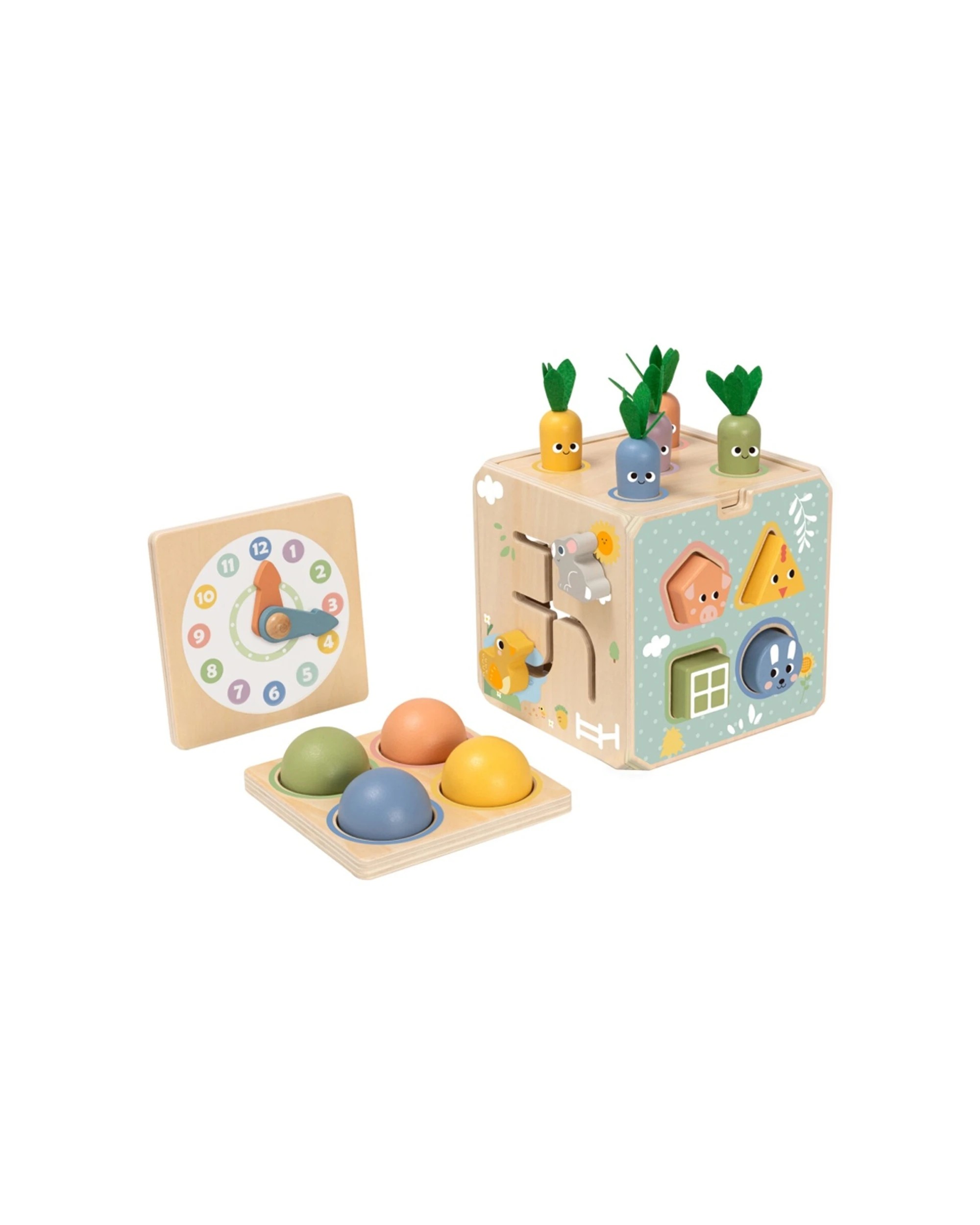 1 Tooky Toy Kids Toddler Activity Cube Wooden Developmental Playset With Felt - Multi, 1 of 5