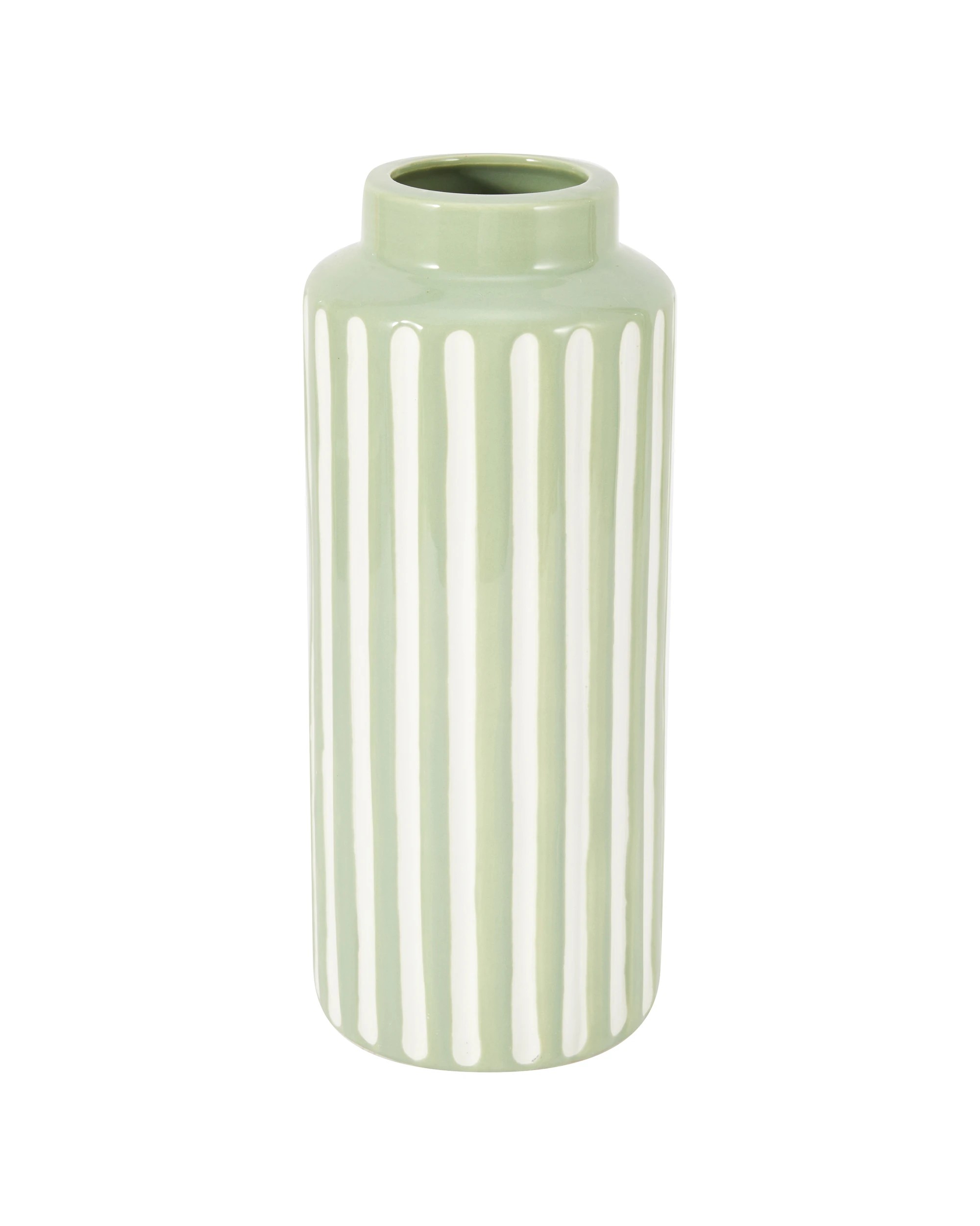 3 Green Textured Stripe Ceramic Vase, 3 of 5