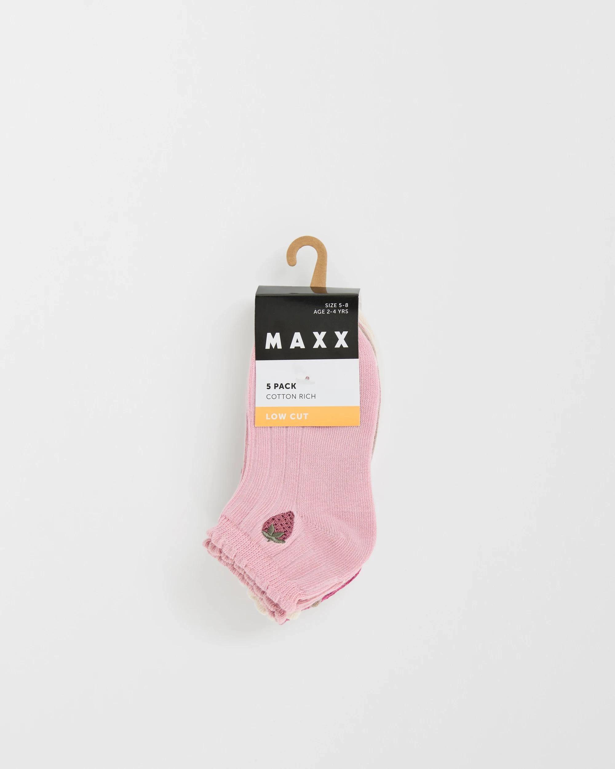 3 Maxx 5 Pack Girls Low Cut Sports Socks STRAWBERRIES, 3 of 3