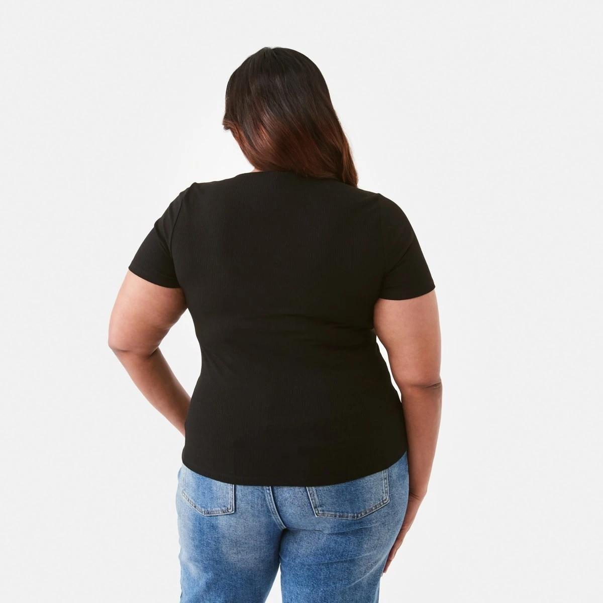 3 Curve Short Sleeve Ruch Top Black, 3 of 6
