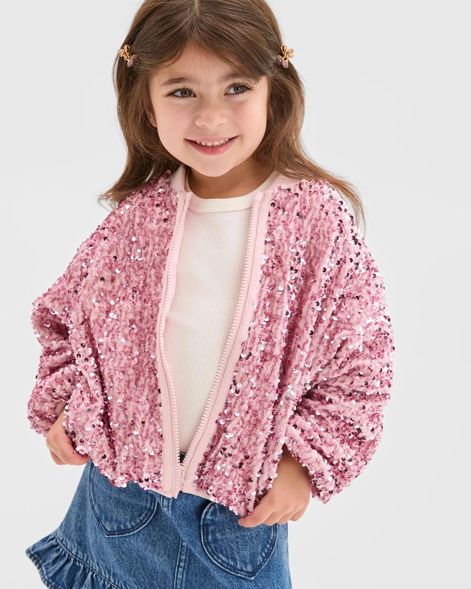4 Target Kids Sequin Long Sleeve Bomber Jacket PINK, 4 of 10