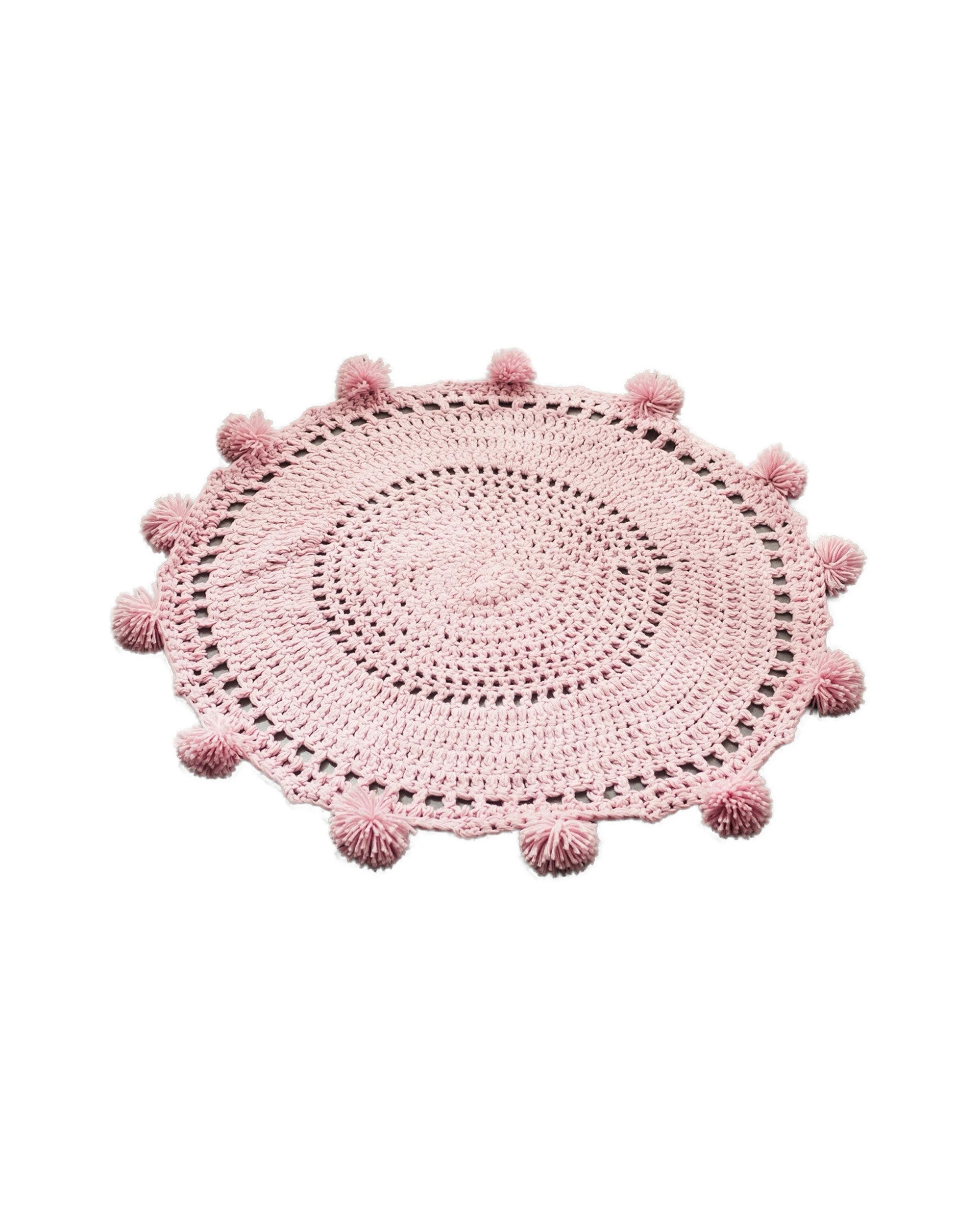 1 Cotton More 100% Handmade PomPom Acrylic Floor Rug Mat Baby - Pink, 1 of 3