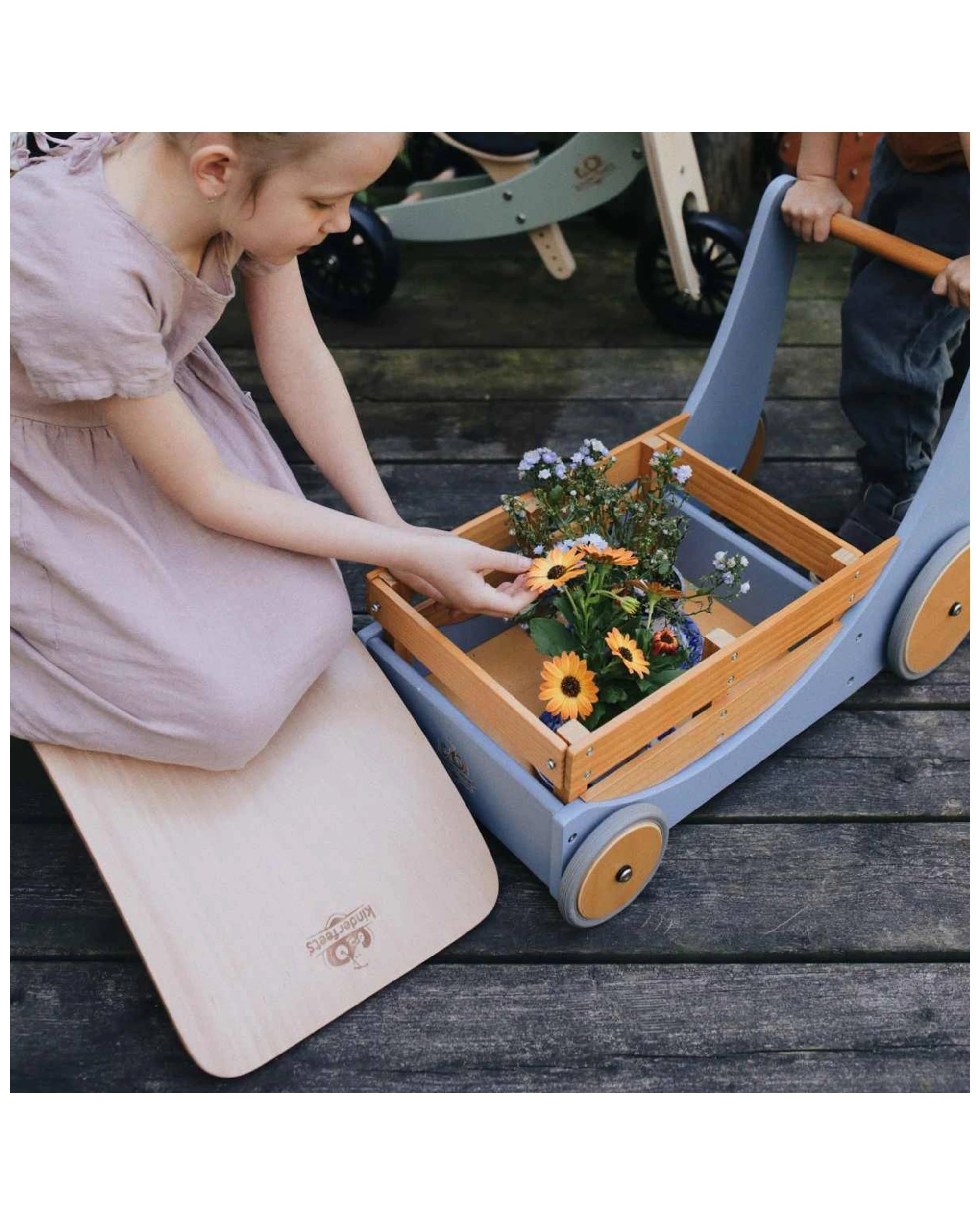 2 Kinderfeets Wooden 62cm Cargo Walker Slate Baby Toddler 12 Months Plus
 - Blue, 2 of 7