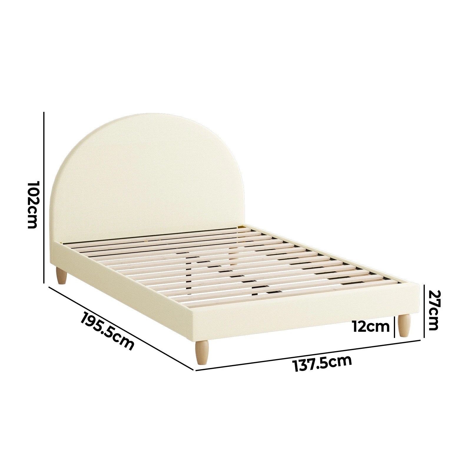 10 Oikiture Double Bed Frame Arched Beds Platform
 - Beige, 10 of 10
