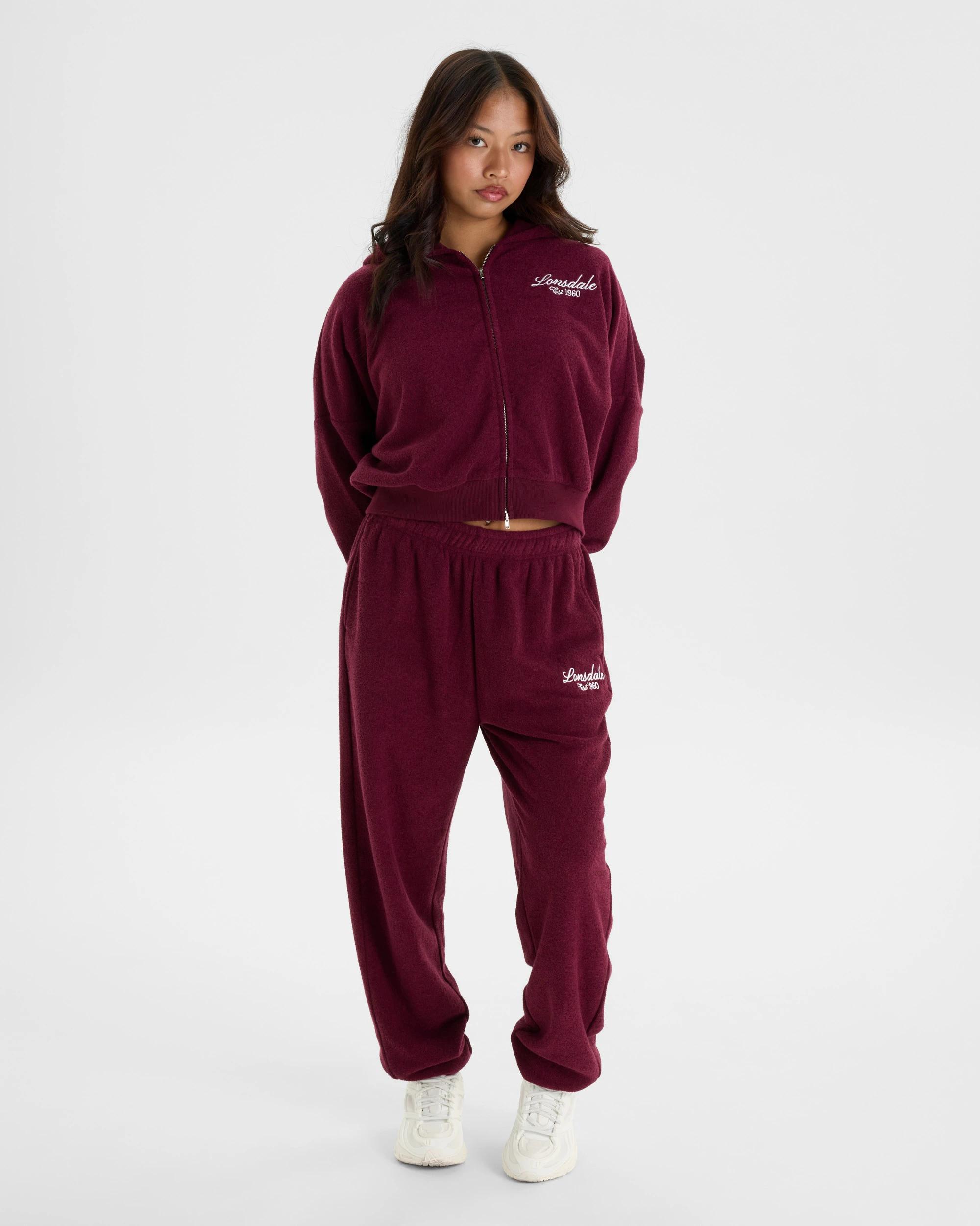 5 Lonsdale London Bouclé Wide Leg Pants DARK BERRY, 5 of 5