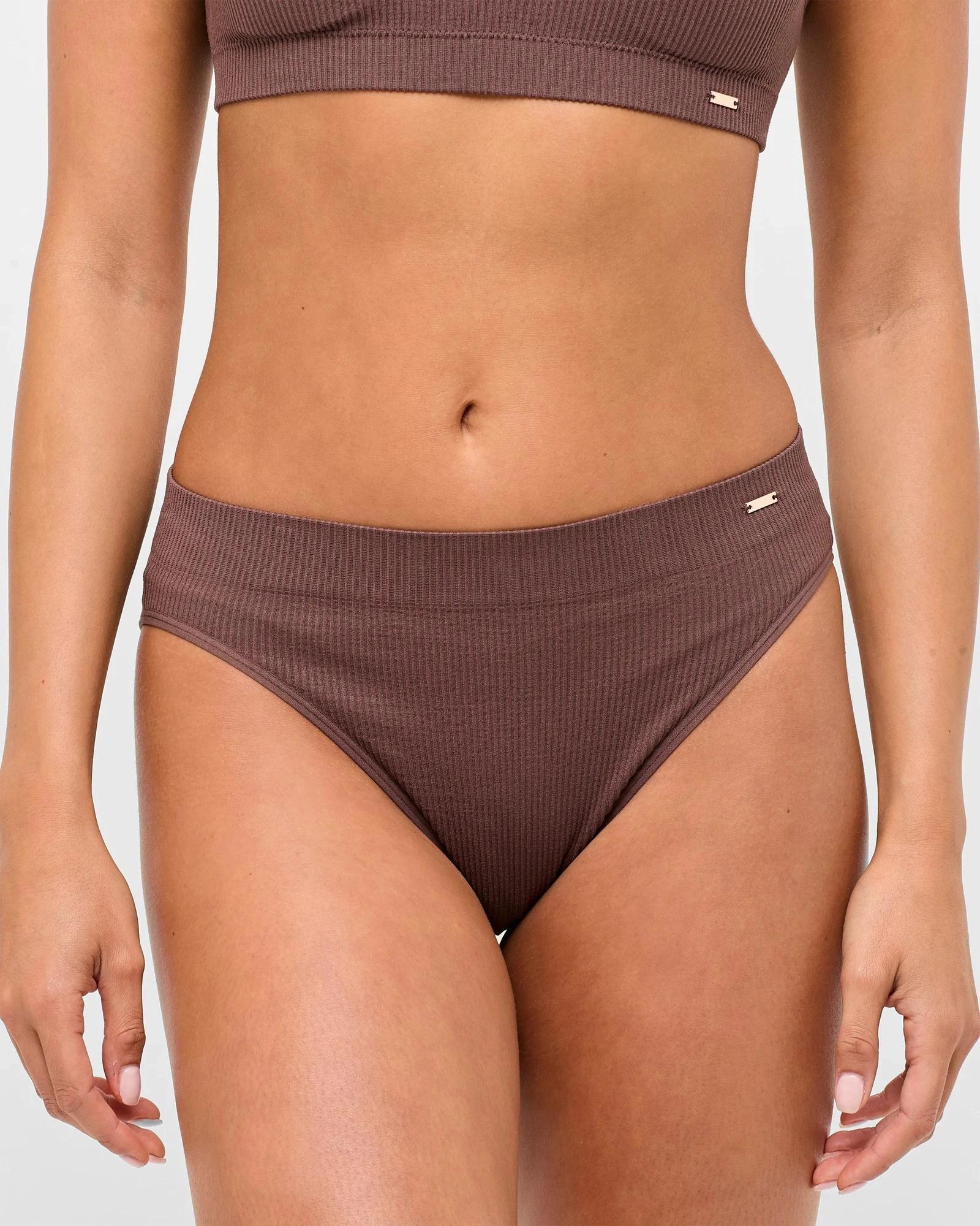 1 Lily Loves Ribbed Seamfree High Waist Bikini Briefs CHOCOLATE, 1 of 4