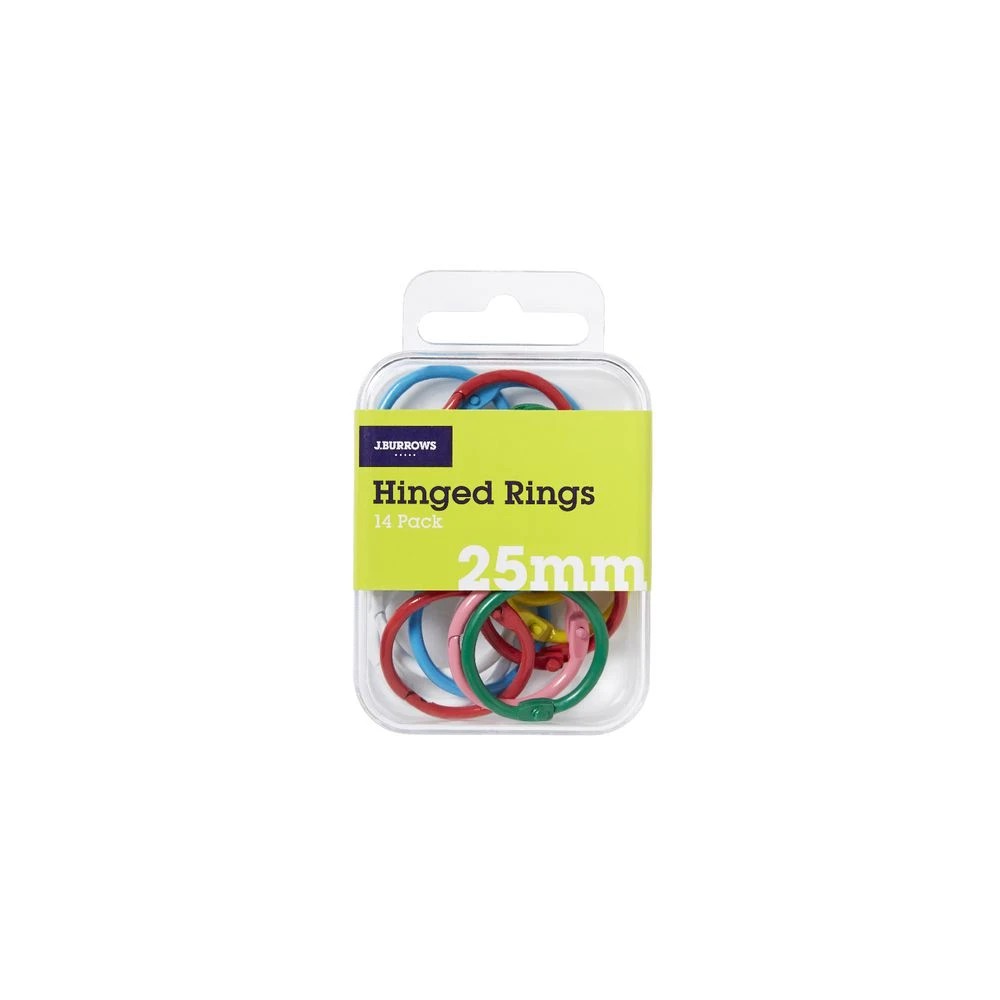 3 J.Burrows 25mm Hinged Rings Assorted 14 Pack, 3 of 3