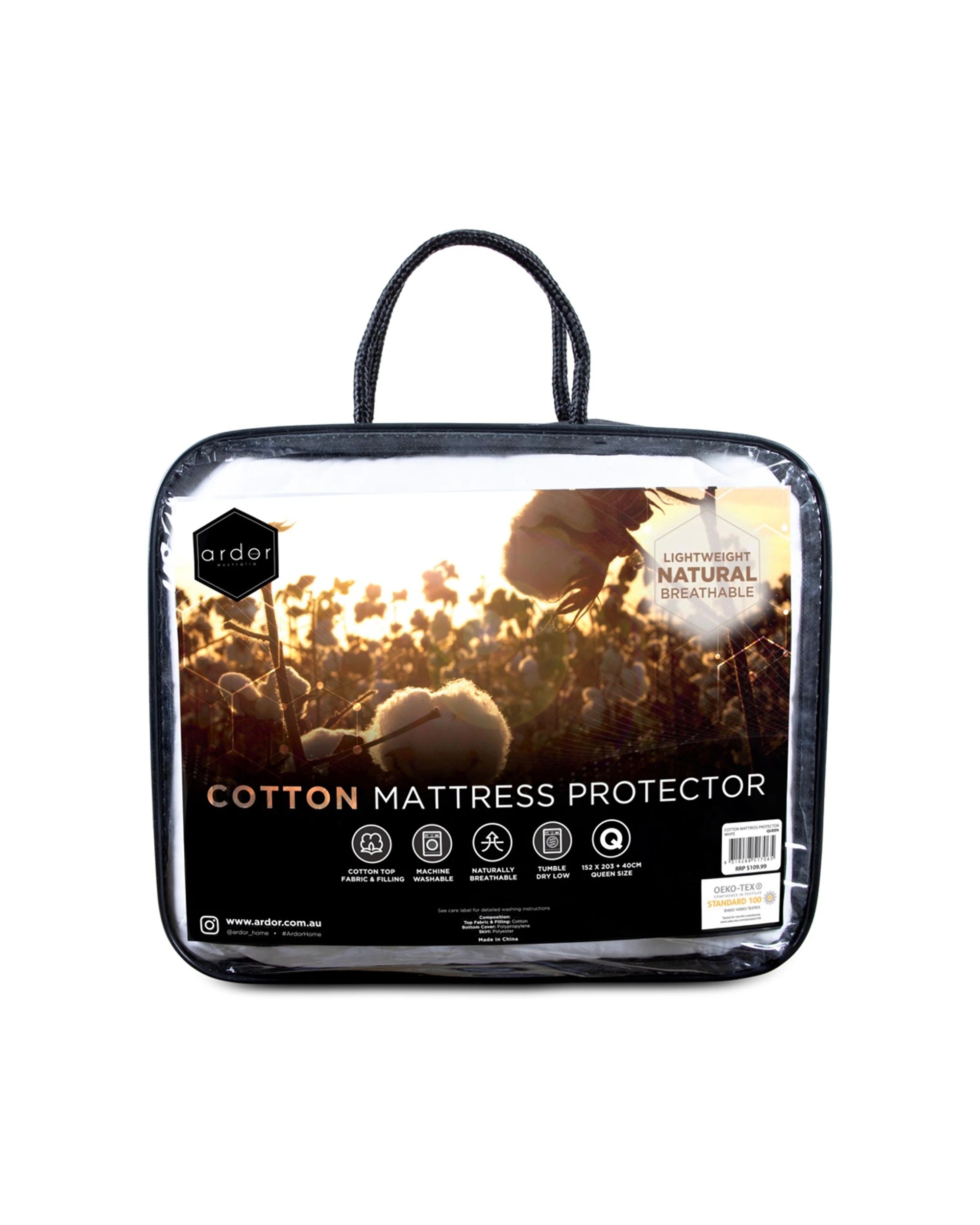 3 Ardor Cotton Mattress Protector Queen 152x203x40cm 100GSM Cotton Breathable
 - Queen Bed, 3 of 3