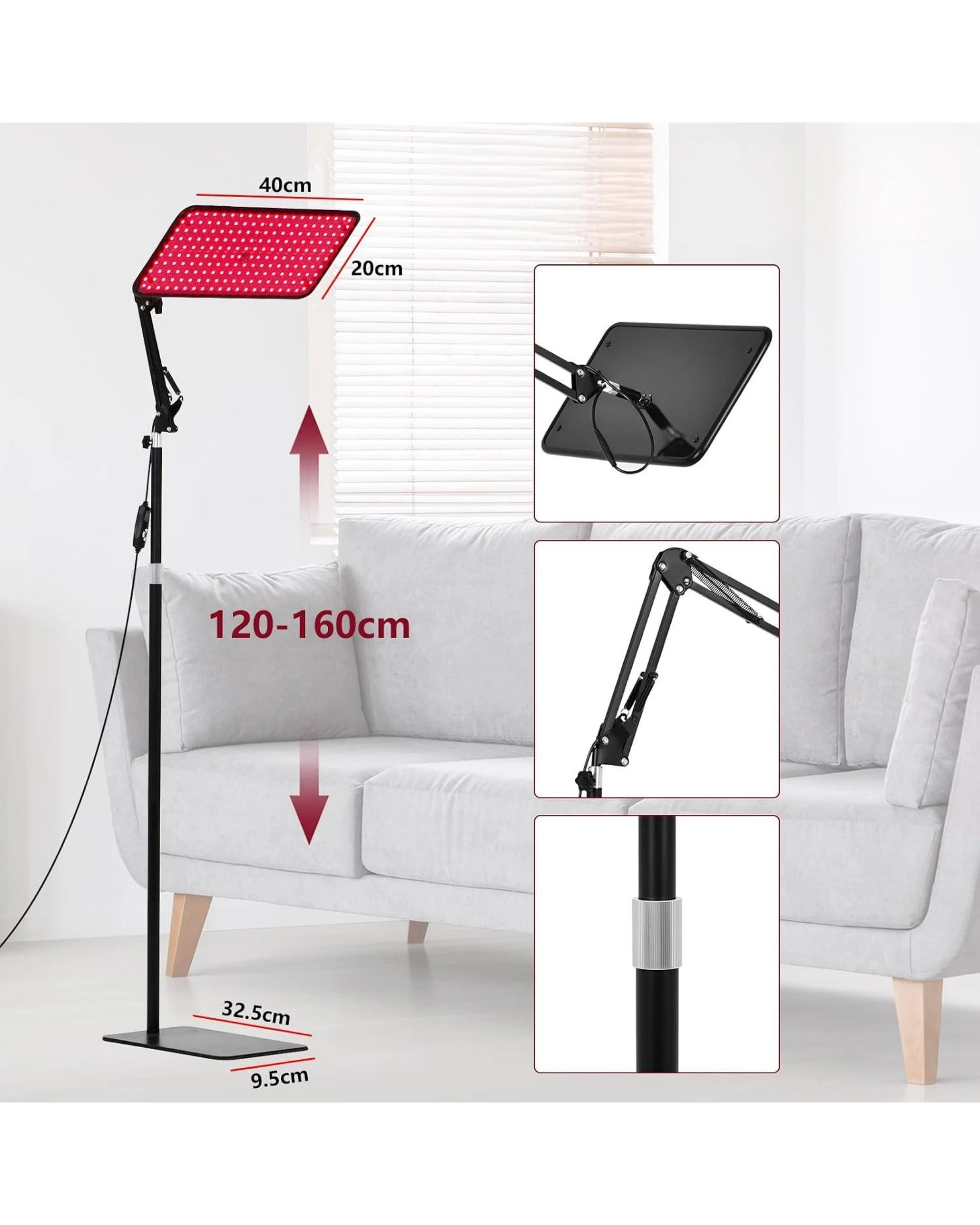 7 Advwin Red Light for Body and Face Infrared Light Therapy with Stand 40x20cm - Black, 7 of 9