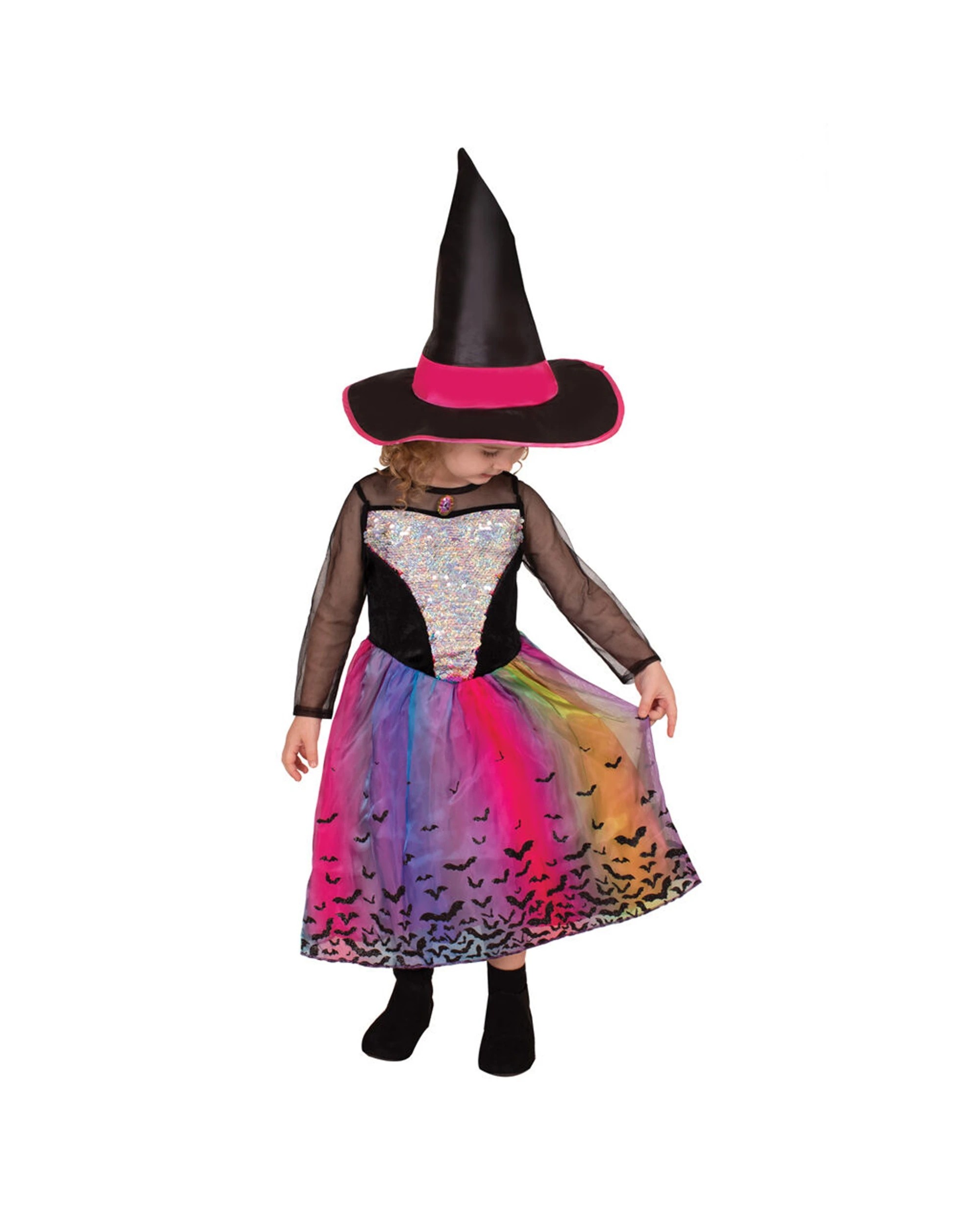 2 Rubies Rainbow Colour Magic Witch Deluxe Kids Dress Up Costume Size M - Multi, 2 of 4
