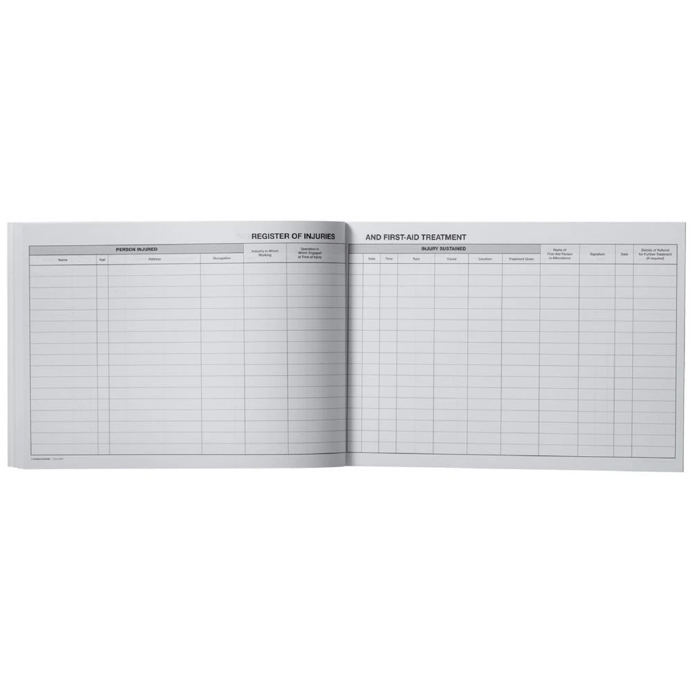 1 Zions Register of Injuries and First Aid Treatment Book, 1 of 3