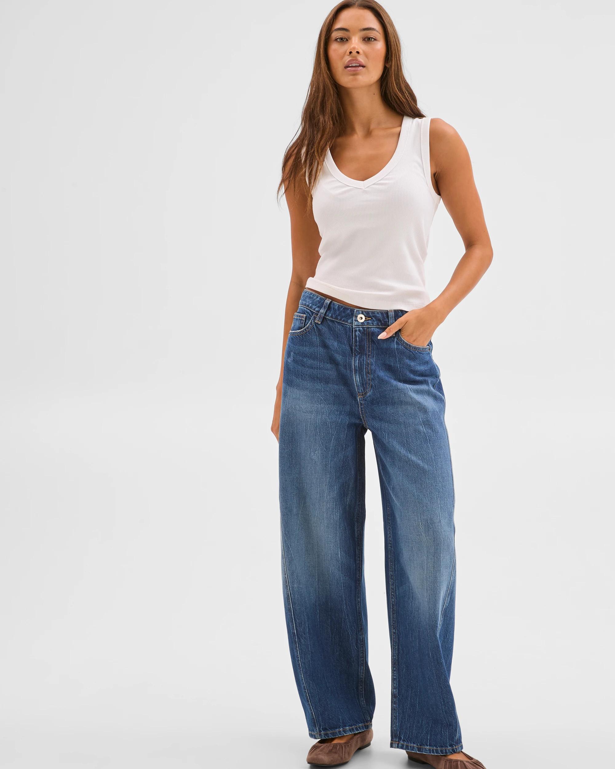 1 Lily Loves Barrel Leg Denim Jeans SHINJUKU BLUE, 1 of 7