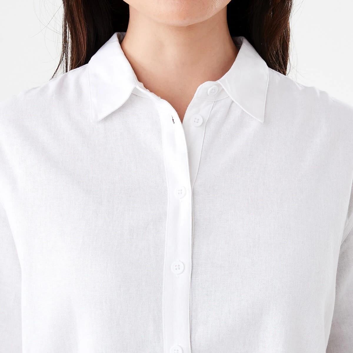 5 Long Sleeve Linen Blend Shirt WHITE, 5 of 6