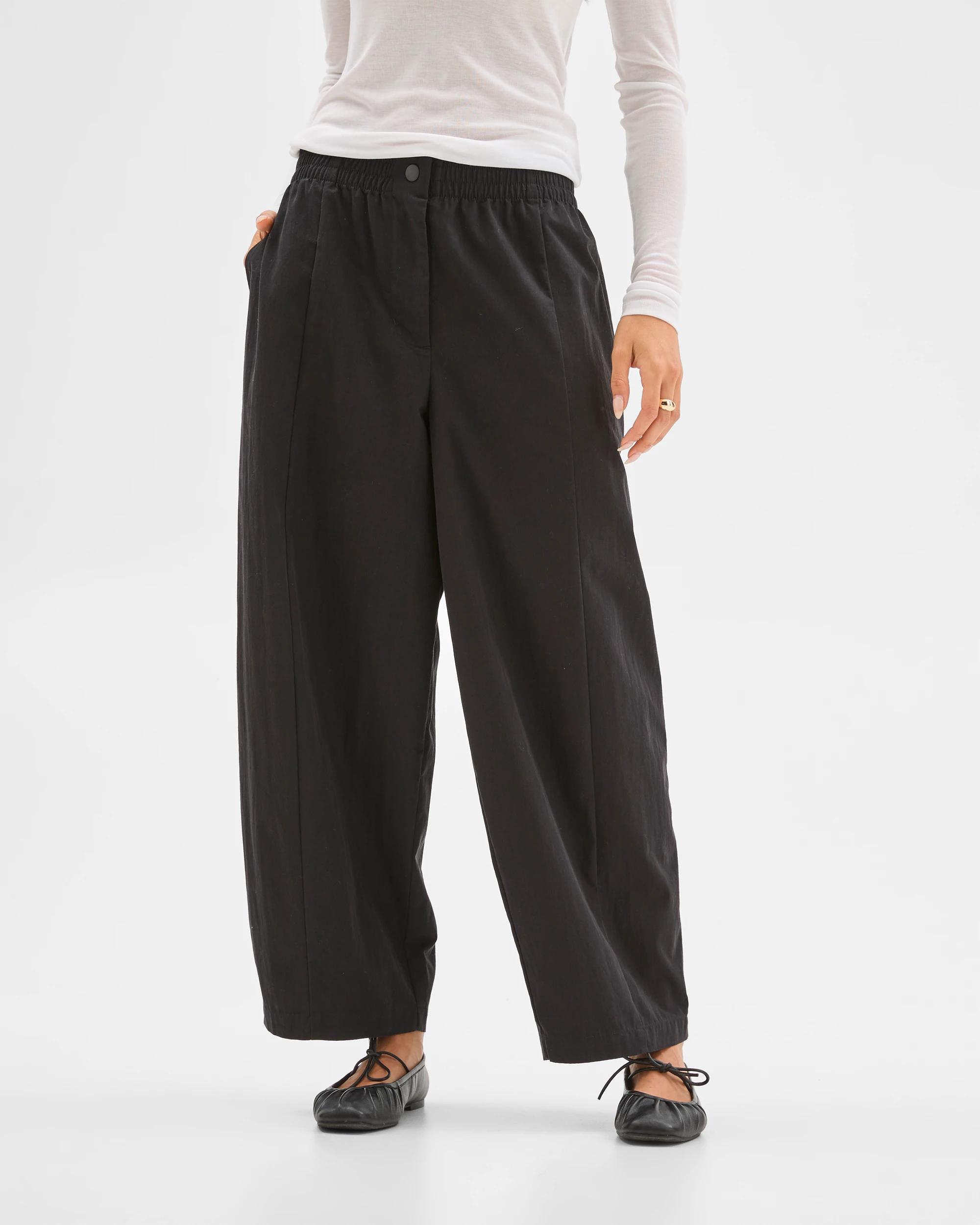 3 Lily Loves Australian Cotton Blend Pull On Pleat Pants BLACK, 3 of 6