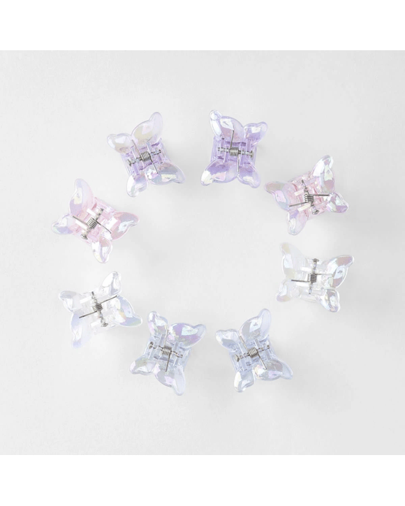 8 Pack Butterfly Claw Hair Clips - Purple