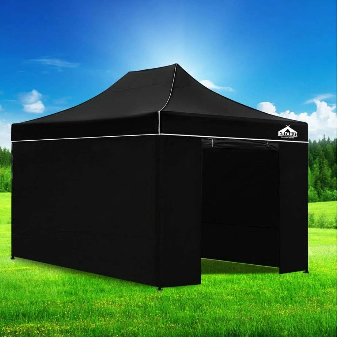 7 Instahut Gazebo 3x4.5 Pop Up Marquee Folding Tent Wedding Gazebos Camping Outdoor Shade Canopy - Black, 7 of 8
