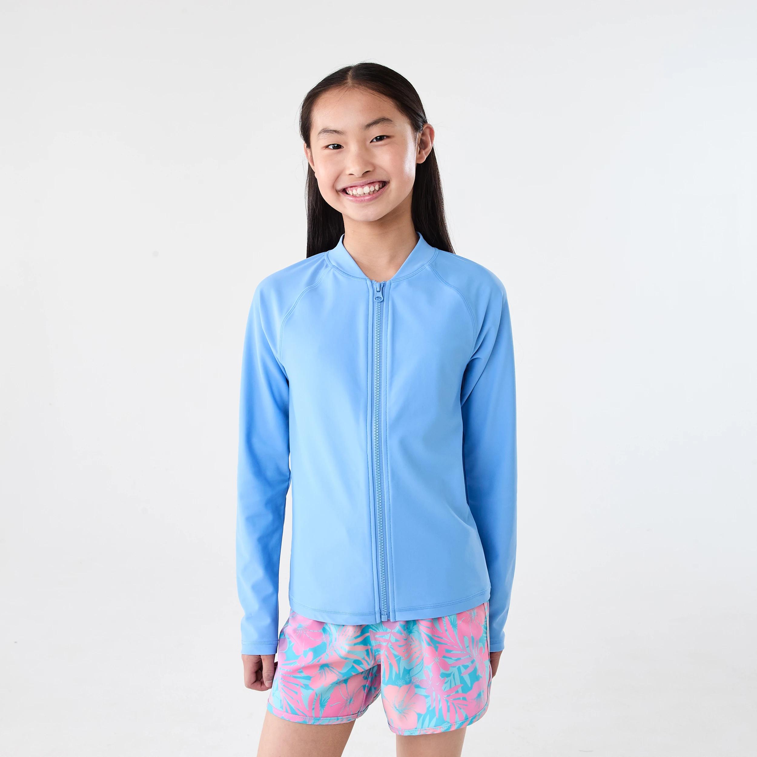 1 Long Sleeve Zip Through Rash Vest JAYBIRD BLUE, 1 of 6